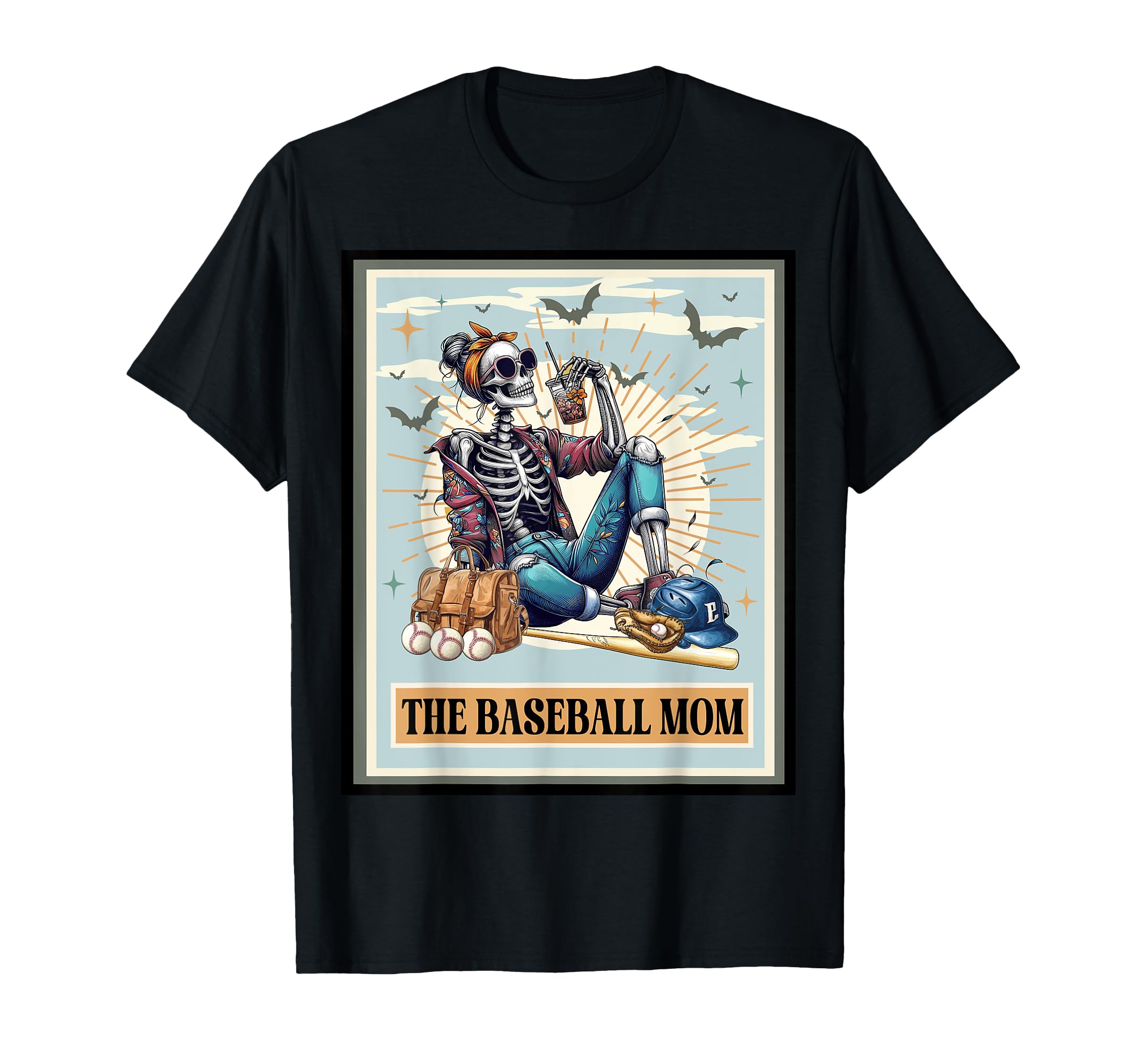 Baseball Mom Skeleton Tarot Baseball T-Shirt - Graphic Print for Adults - T-Shirt, Sweatshirt, Hoodie