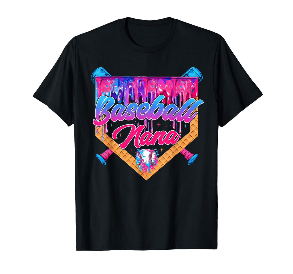 Baseball Nana Ice Cream Drip Mothers T-Shirt - Trendy Graphic Men Women - T-Shirt, Sweatshirt, Hoodie