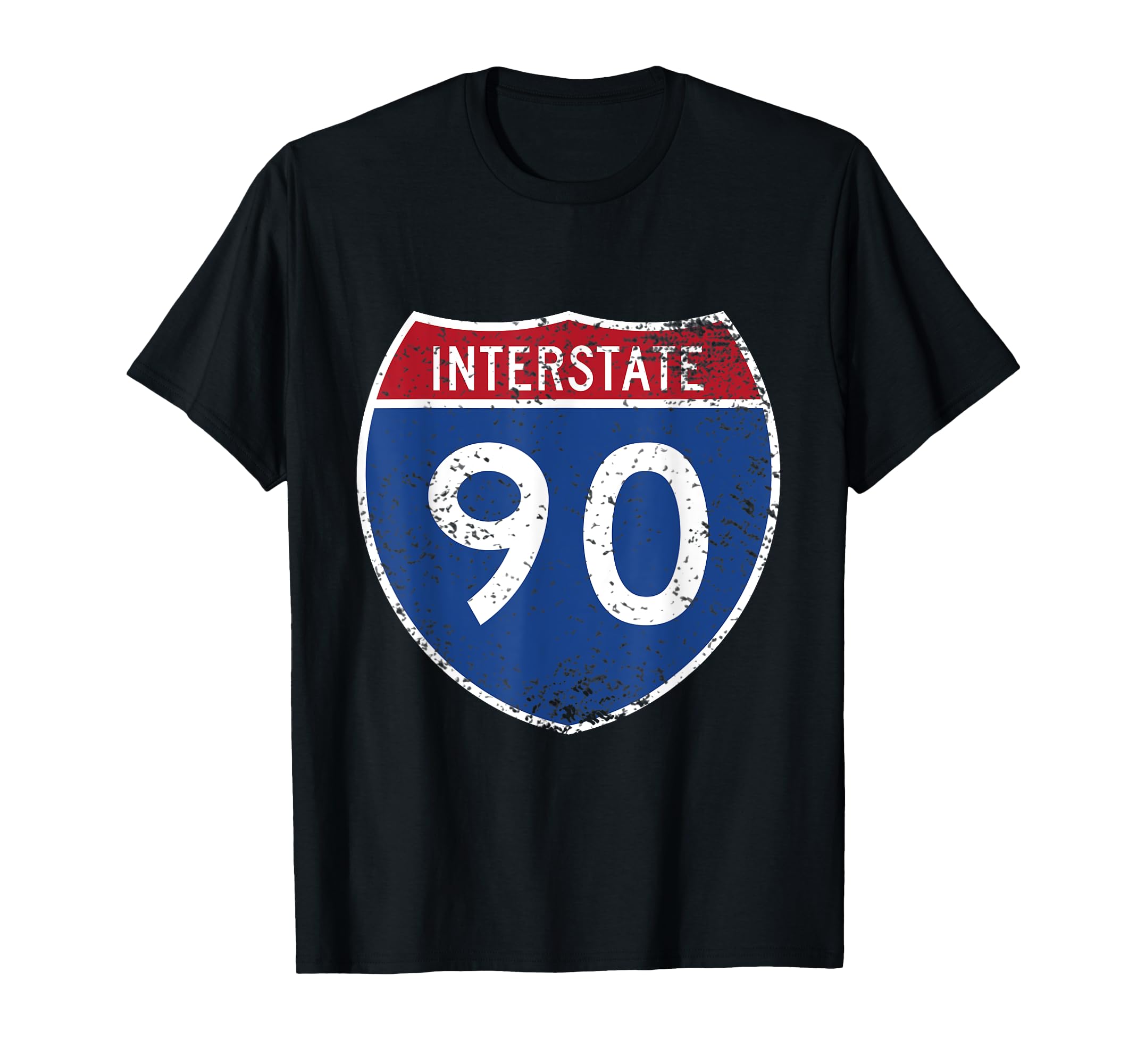 Interstate 90 Distressed Grunge T-Shirt - Fun Novelty Design for Adults - T-Shirt, Sweatshirt, Hoodie