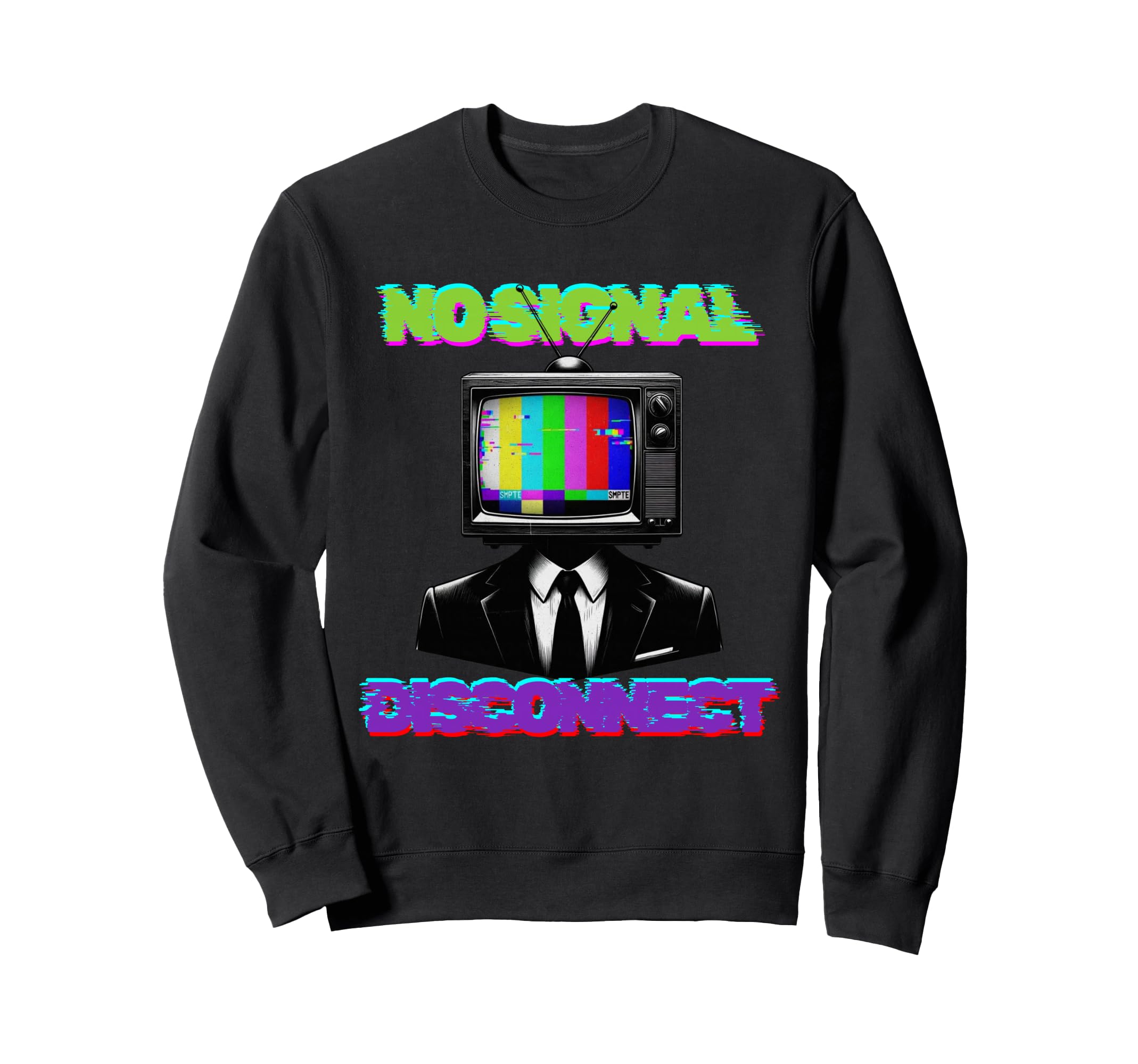 Tv Head Glitch Color Bars Sweatshirt - Fun Novelty Design Men Women - T-Shirt, Sweatshirt, Hoodie