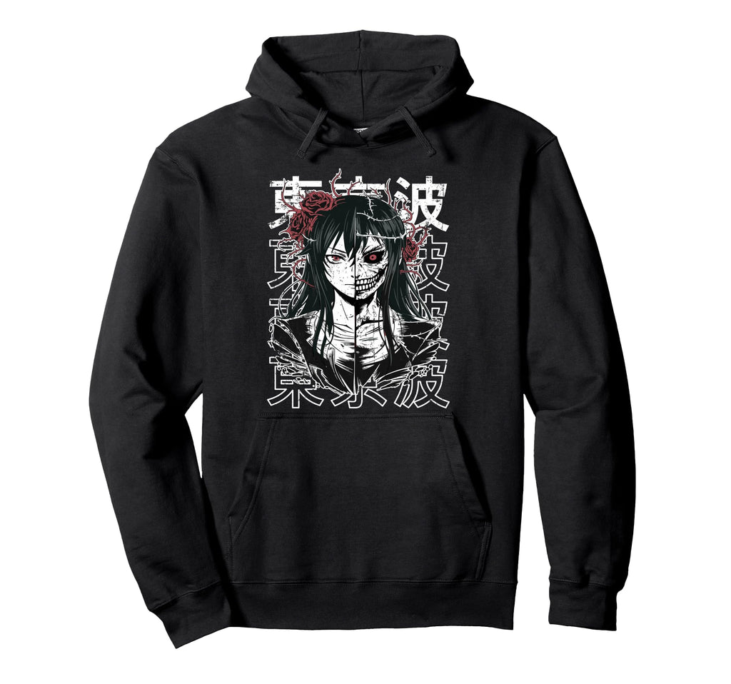 Horror Anime Goth Oni Mask Creepy Hoodie - Custom Art Print Men Women - T-Shirt, Sweatshirt, Hoodie