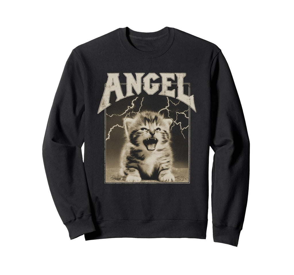 Y2K Cat Silly Angel 90S 2000S Grunge Sweatshirt - Graphic Print Unisex - T-Shirt, Sweatshirt, Hoodie