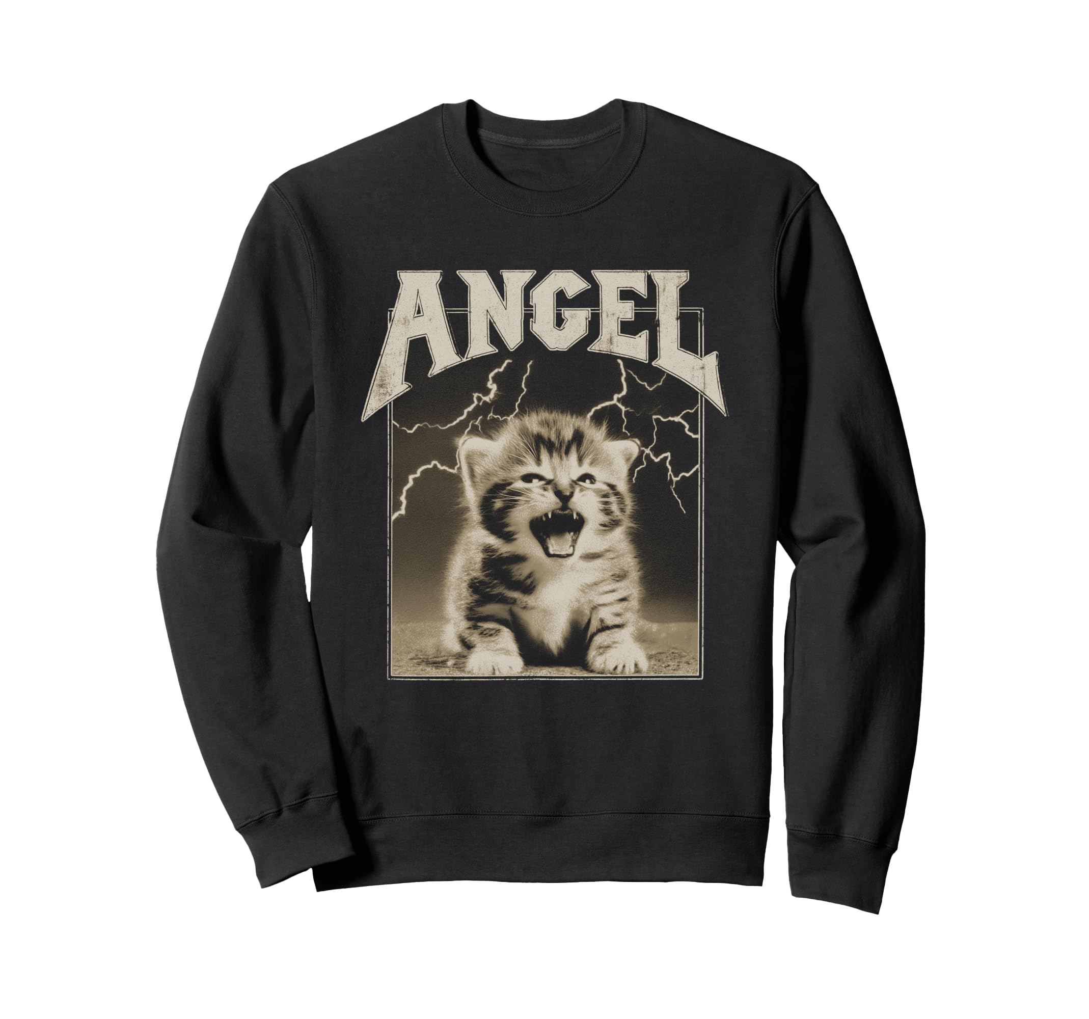 Y2K Cat Silly Angel 90S 2000S Grunge Sweatshirt - Graphic Print Unisex - T-Shirt, Sweatshirt, Hoodie