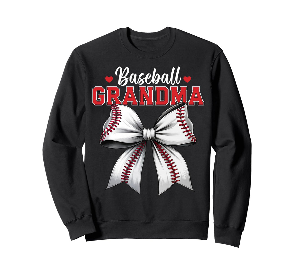 Baseball Grandma Coquette Ribbon Bow Sweatshirt - Unique Graphic Unisex - T-Shirt, Sweatshirt, Hoodie