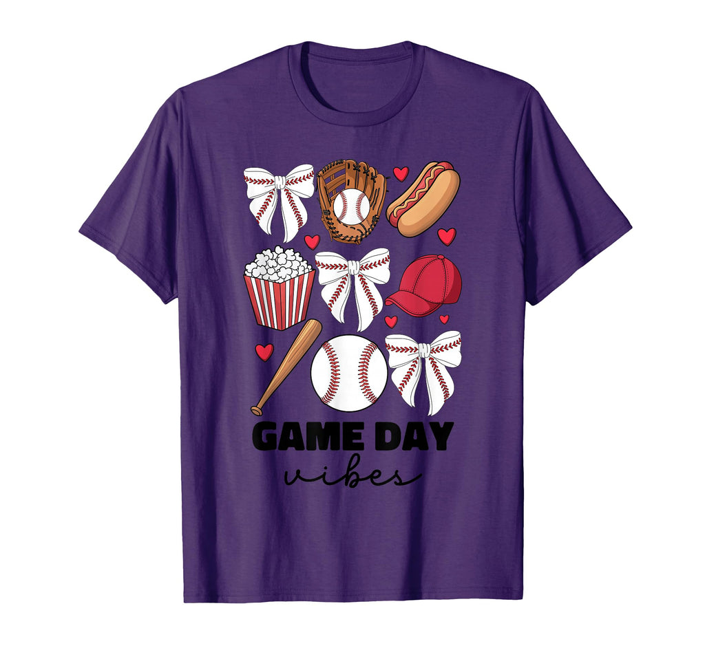 Game Day Vibes Coquette Bow Baseball Mom T-Shirt - Trendy Graphic Unisex - T-Shirt, Sweatshirt, Hoodie
