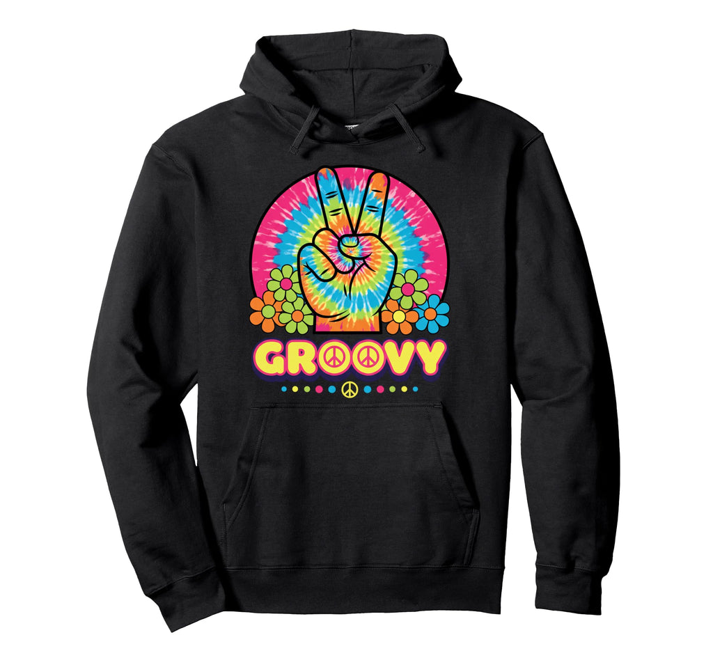 Groovy Peace Hand Tie Dye 1960S Hippie Hoodie - Minimalist Print Men Women - T-Shirt, Sweatshirt, Hoodie