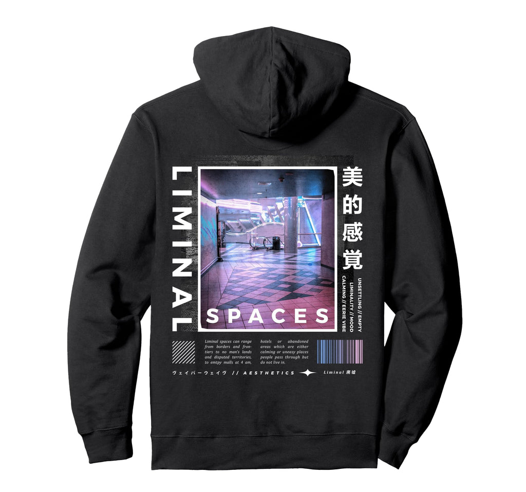 Liminal Spaces Backprint Vaporwave Hoodie - Trendy Graphic Men Women - T-Shirt, Sweatshirt, Hoodie