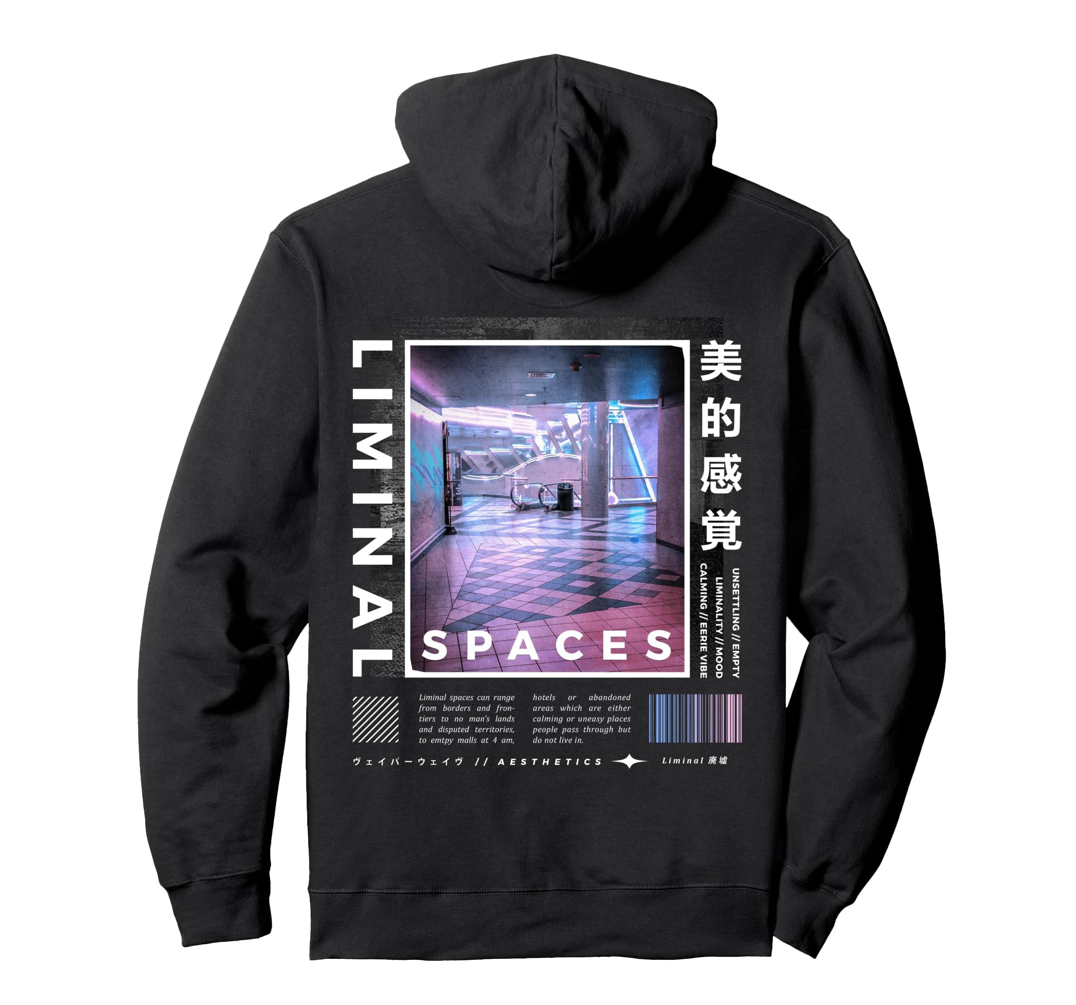 Liminal Spaces Backprint Vaporwave Hoodie - Trendy Graphic Men Women - T-Shirt, Sweatshirt, Hoodie
