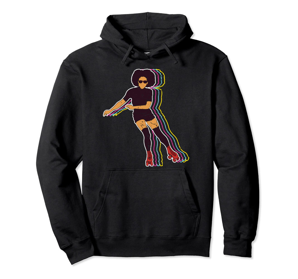 Womens Roller Skating Afro 70S 80S Hoodie - Novelty Apparel Men Women - T-Shirt, Sweatshirt, Hoodie