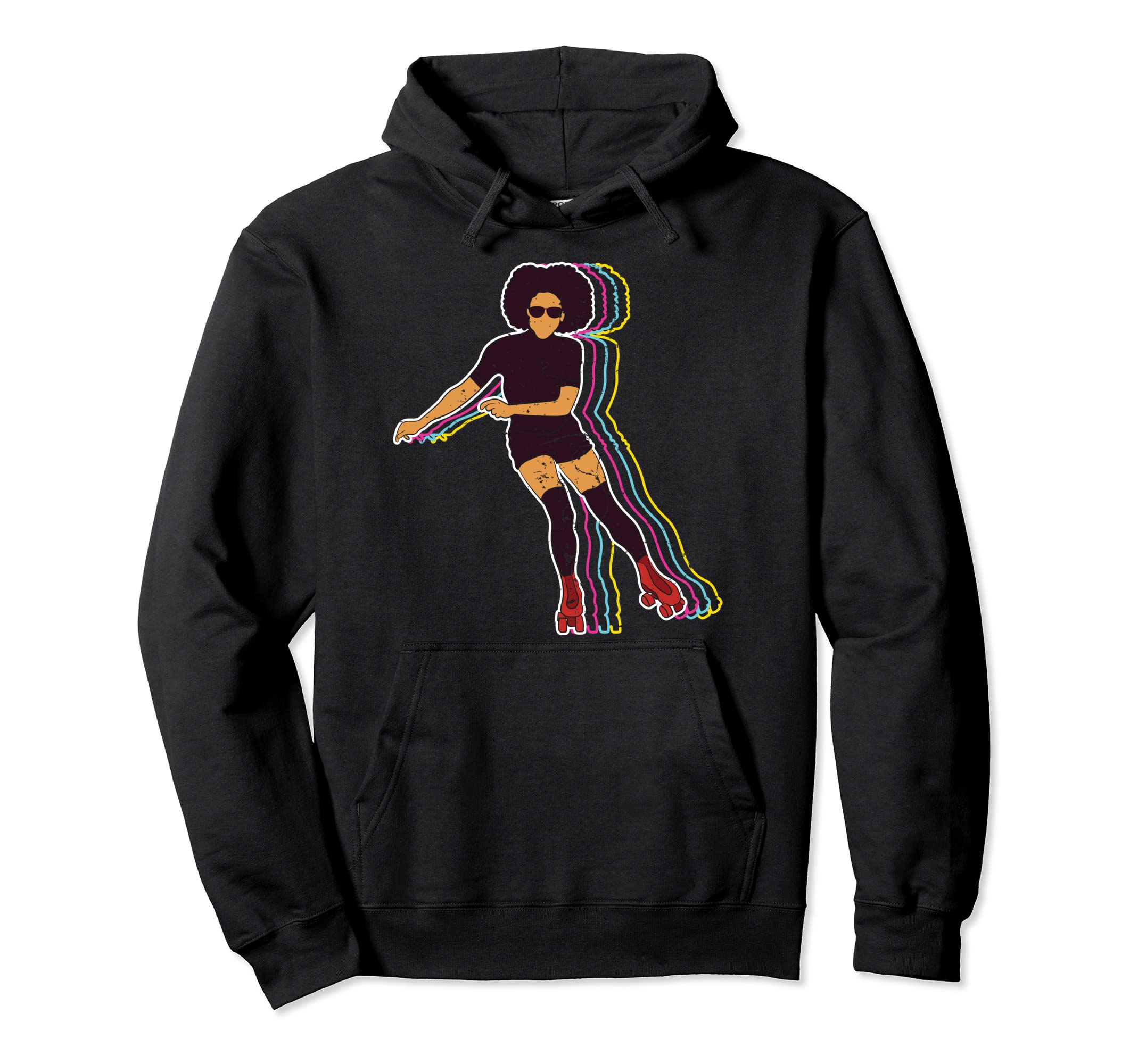 Womens Roller Skating Afro 70S 80S Hoodie - Novelty Apparel Men Women - T-Shirt, Sweatshirt, Hoodie