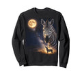 90S Zebra Howling Moon Y2K Aesthetic Sweatshirt - Unique Graphic Unisex - T-Shirt, Sweatshirt, Hoodie