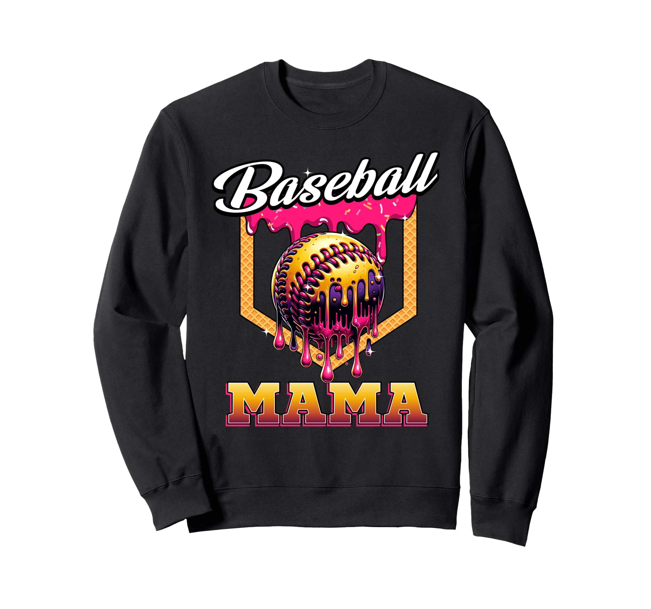 Baseball Mama Ice Cream Drip Home Sweatshirt - Minimalist Print for Adults - T-Shirt, Sweatshirt, Hoodie