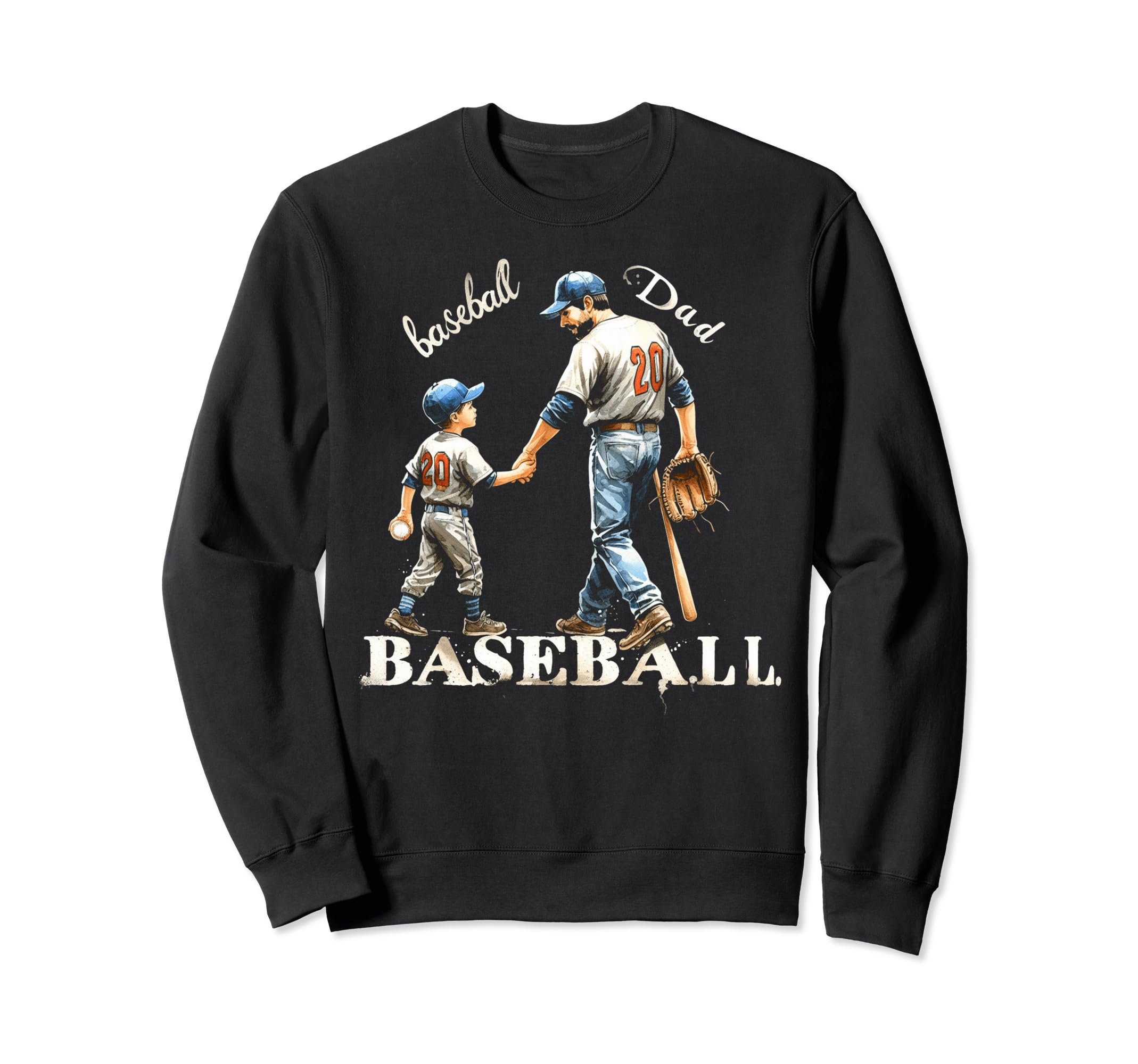 Baseball Dad Fathers Day Sweatshirt - Minimalist Print for Adults - T-Shirt, Sweatshirt, Hoodie