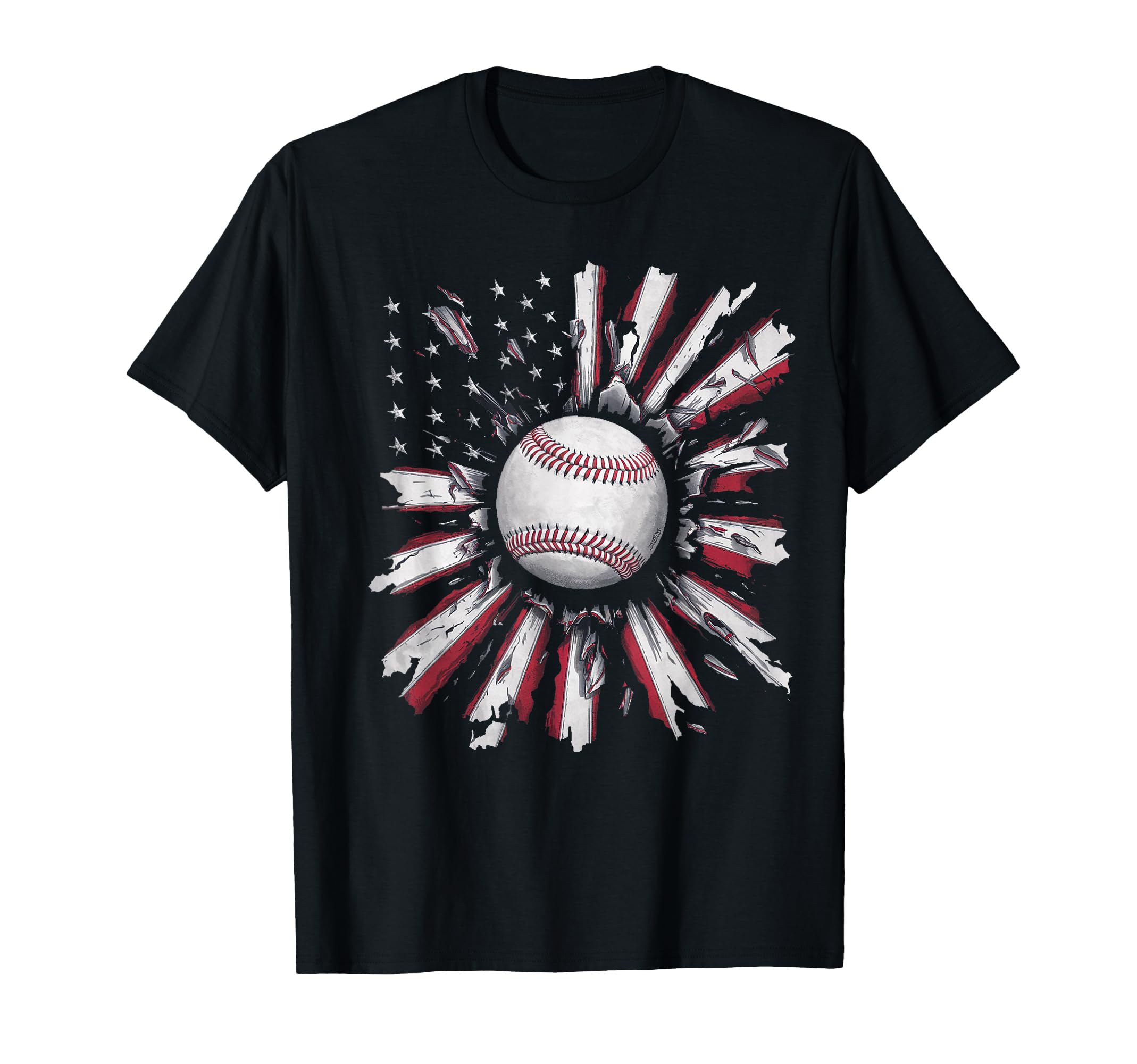 American Flag Baseball Player Bat T-Shirt - Custom Art Print for Adults - T-Shirt, Sweatshirt, Hoodie