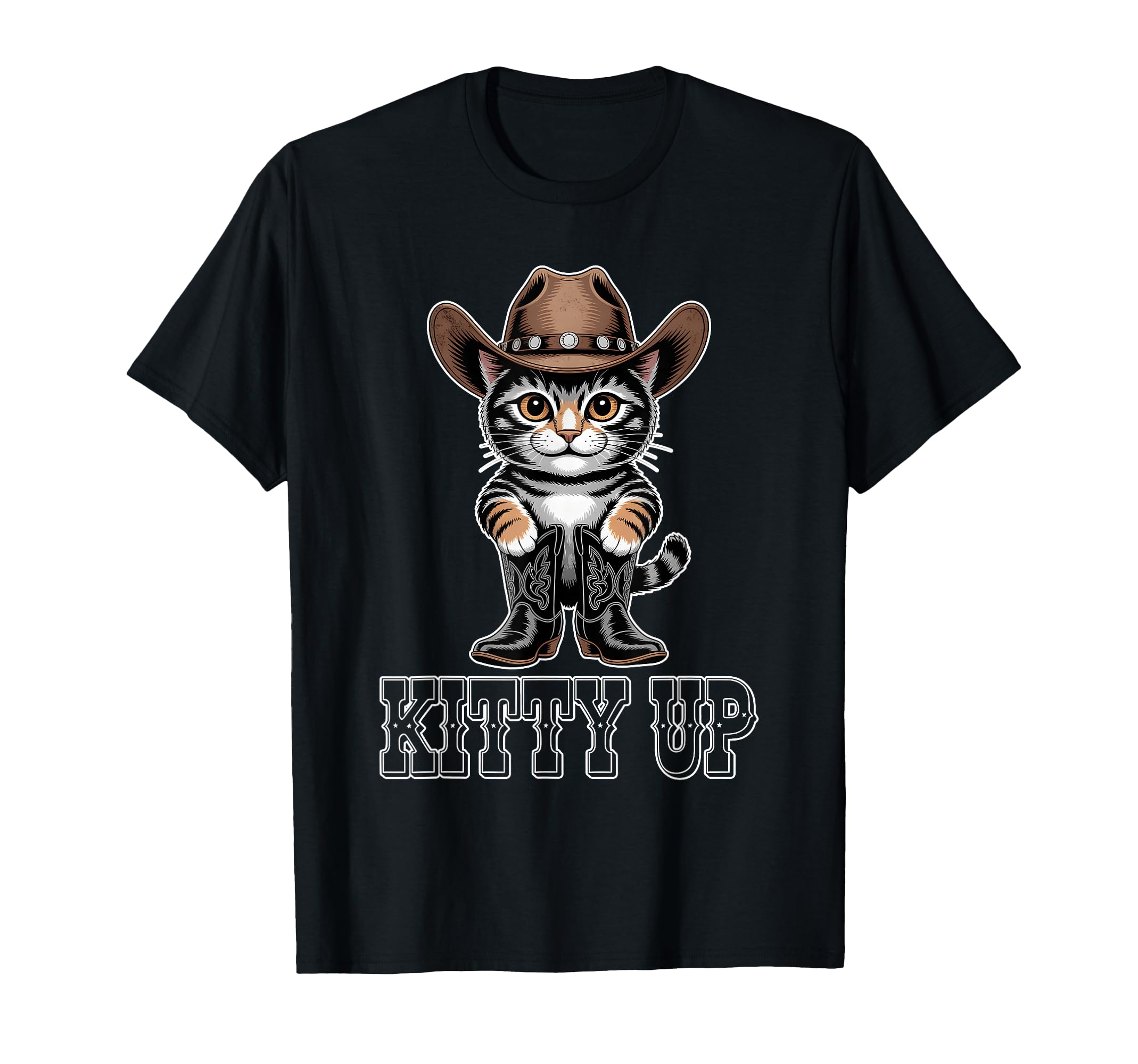 Kitty Up Country Music Lover Cat Cowboy T-Shirt - Graphic Print Unisex - T-Shirt, Sweatshirt, Hoodie