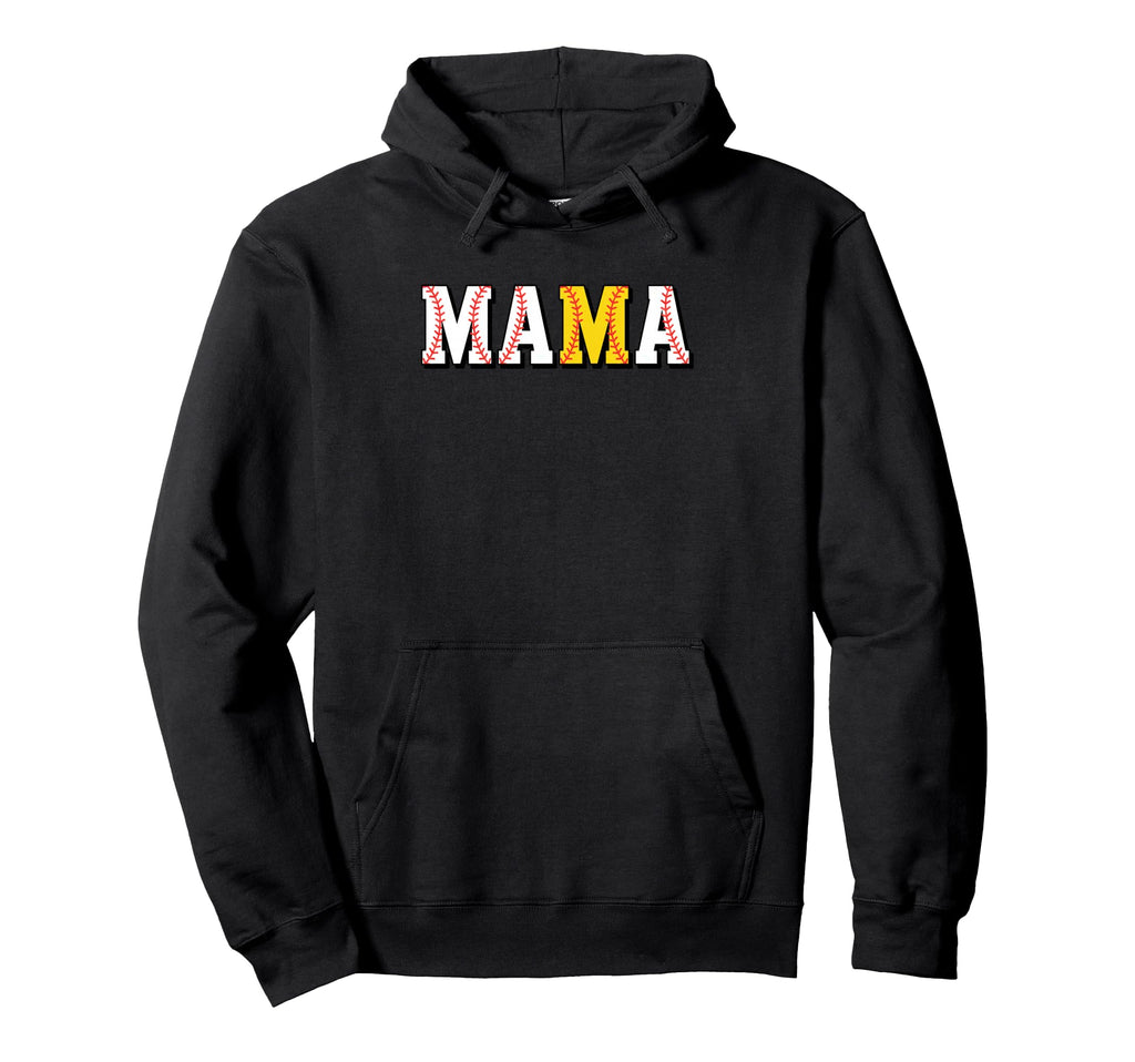 Mama Baseball Softball Mom Fan Mom Hoodie - Streetwear Style Unisex - T-Shirt, Sweatshirt, Hoodie
