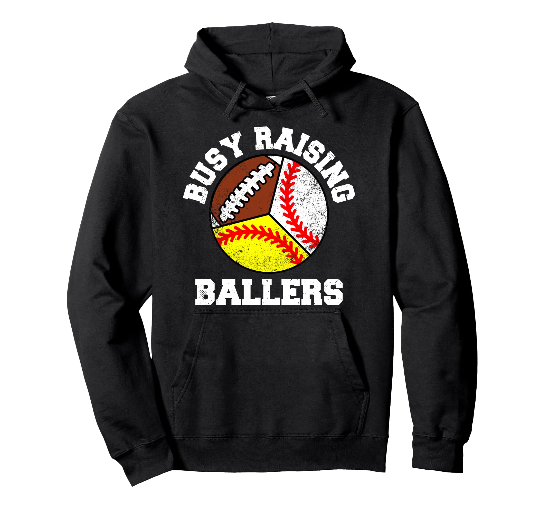 Busy Raising Ballers Funny Baseball Hoodie - Trendy Graphic for Adults - T-Shirt, Sweatshirt, Hoodie