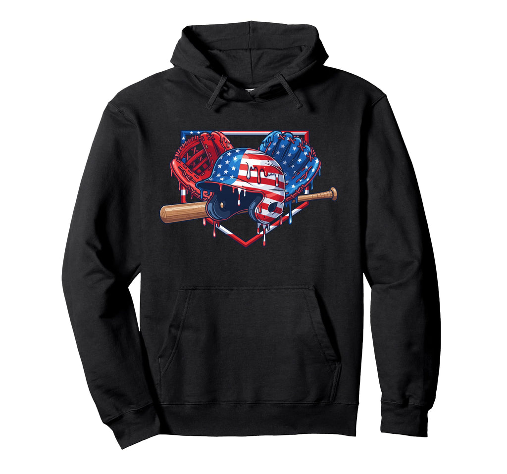 Baseball Drip American Flag 4Th July Hoodie - Minimalist Print Men Women - T-Shirt, Sweatshirt, Hoodie