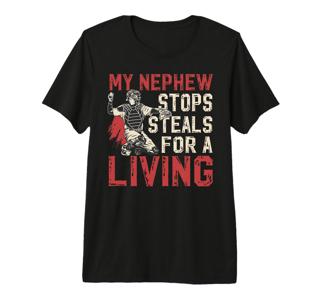Mens My Nephew Baseball Catcher Uncle T-Shirt - Trendy Graphic for Adults - T-Shirt, Sweatshirt, Hoodie