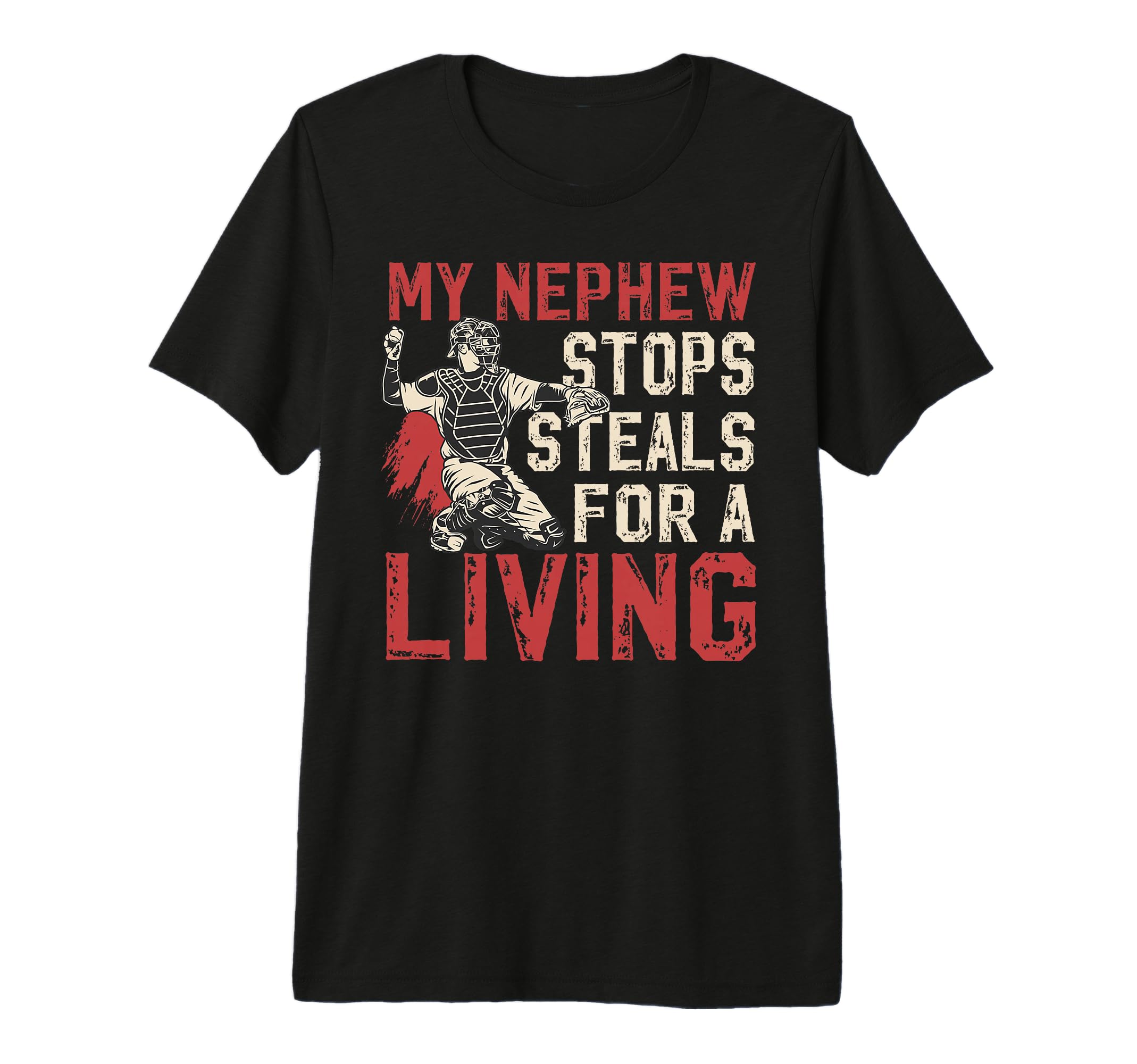 Mens My Nephew Baseball Catcher Uncle T-Shirt - Trendy Graphic for Adults - T-Shirt, Sweatshirt, Hoodie