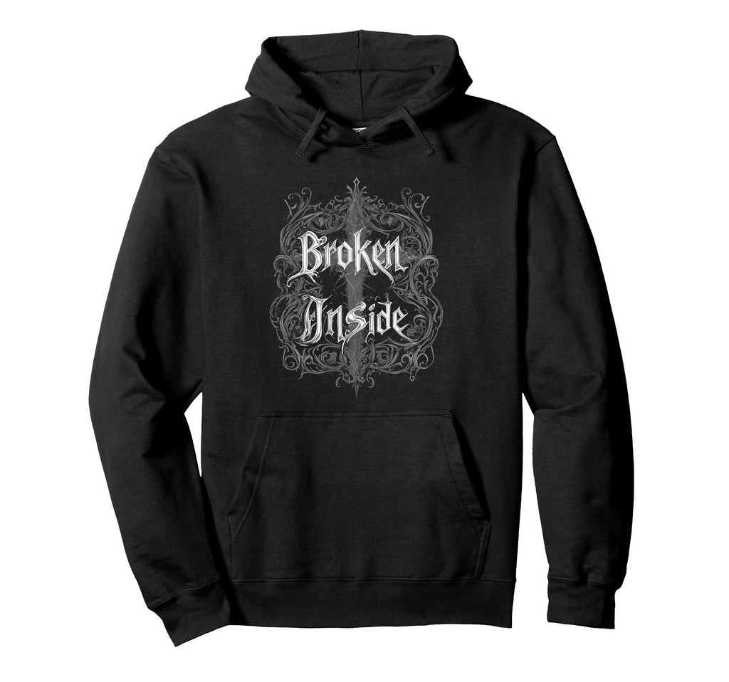 Broken Inside Y2K Emo Aesthetic Gothic Hoodie - Custom Art Print Unisex - T-Shirt, Sweatshirt, Hoodie