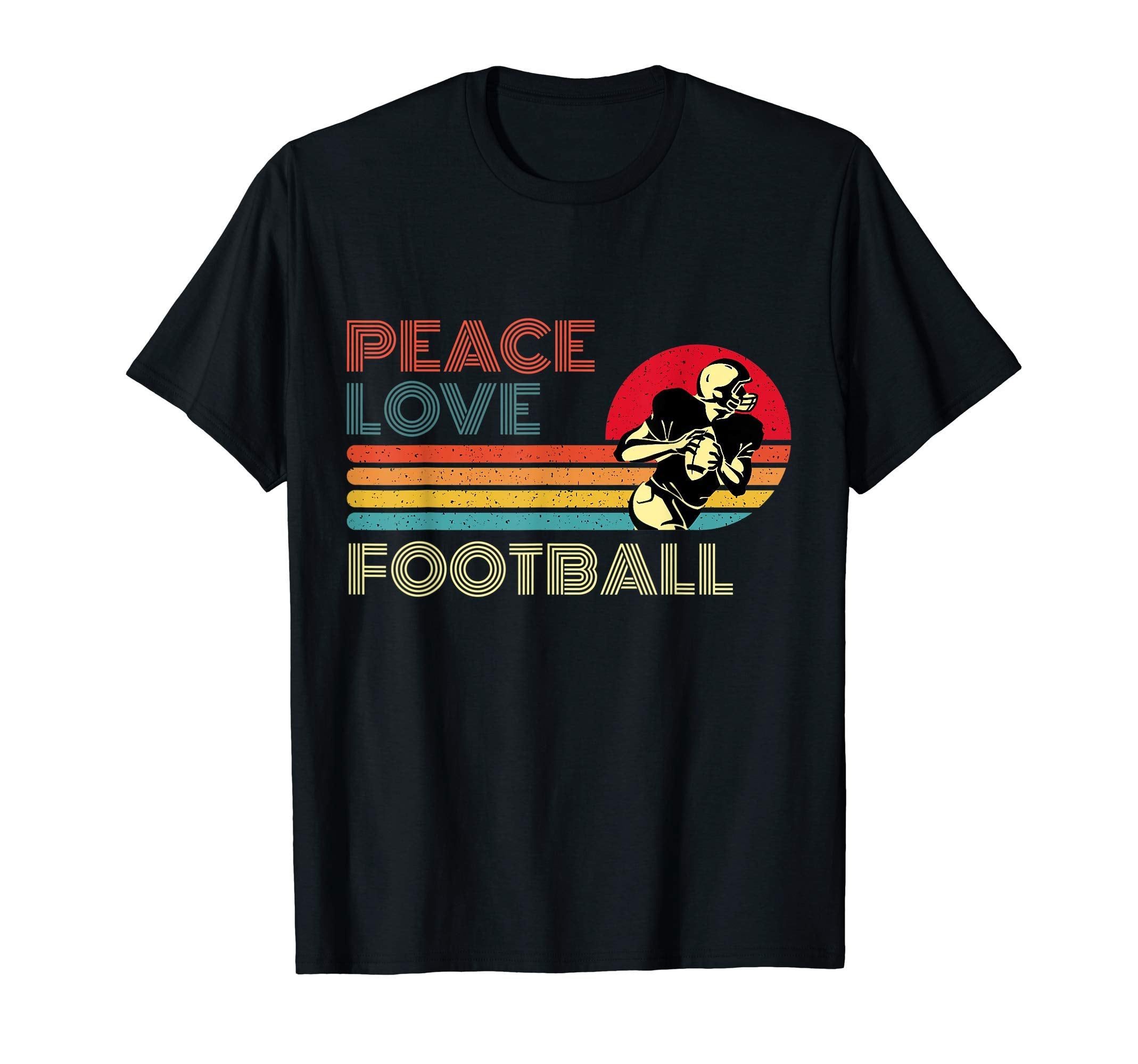 Peace Love Football Striped T-Shirt - Casual Everyday Wear Men Women - T-Shirt, Sweatshirt, Hoodie