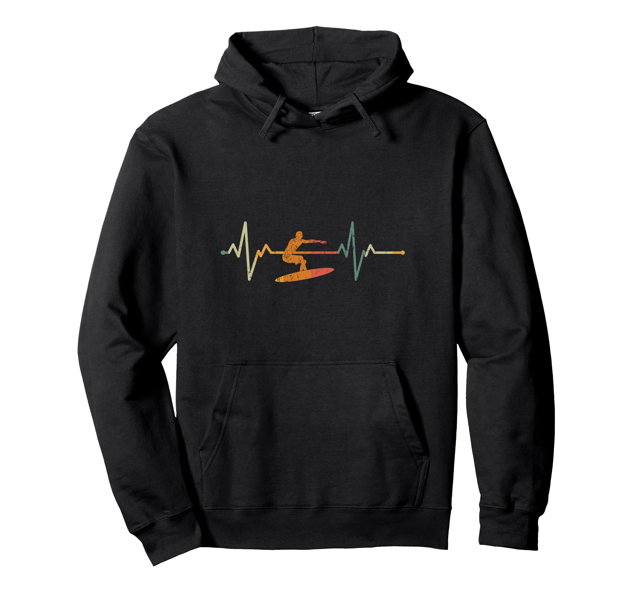 Surf Surfer Gift Heartbeat Waves Hoodie - Minimalist Print Men Women - T-Shirt, Sweatshirt, Hoodie