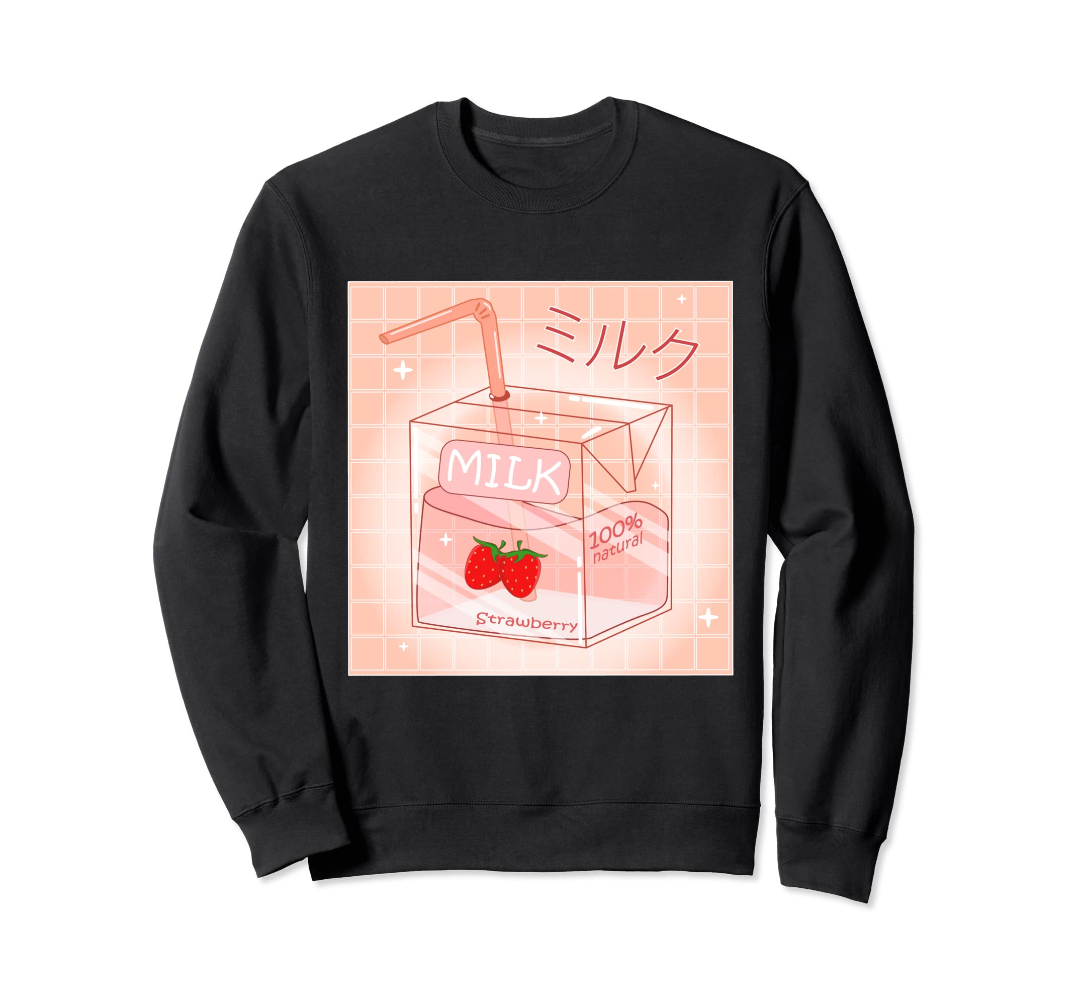 Strawberry Milk 90S Japanese Sweatshirt - Casual Everyday Wear for Adults - T-Shirt, Sweatshirt, Hoodie