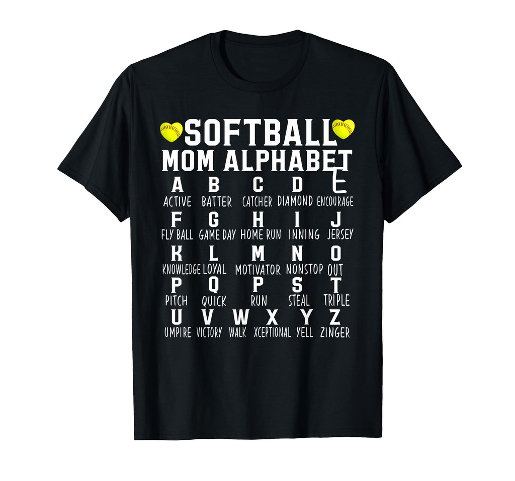Softball Mom Alphabet Softball Game Day T-Shirt - Unique Graphic Men Women - T-Shirt, Sweatshirt, Hoodie