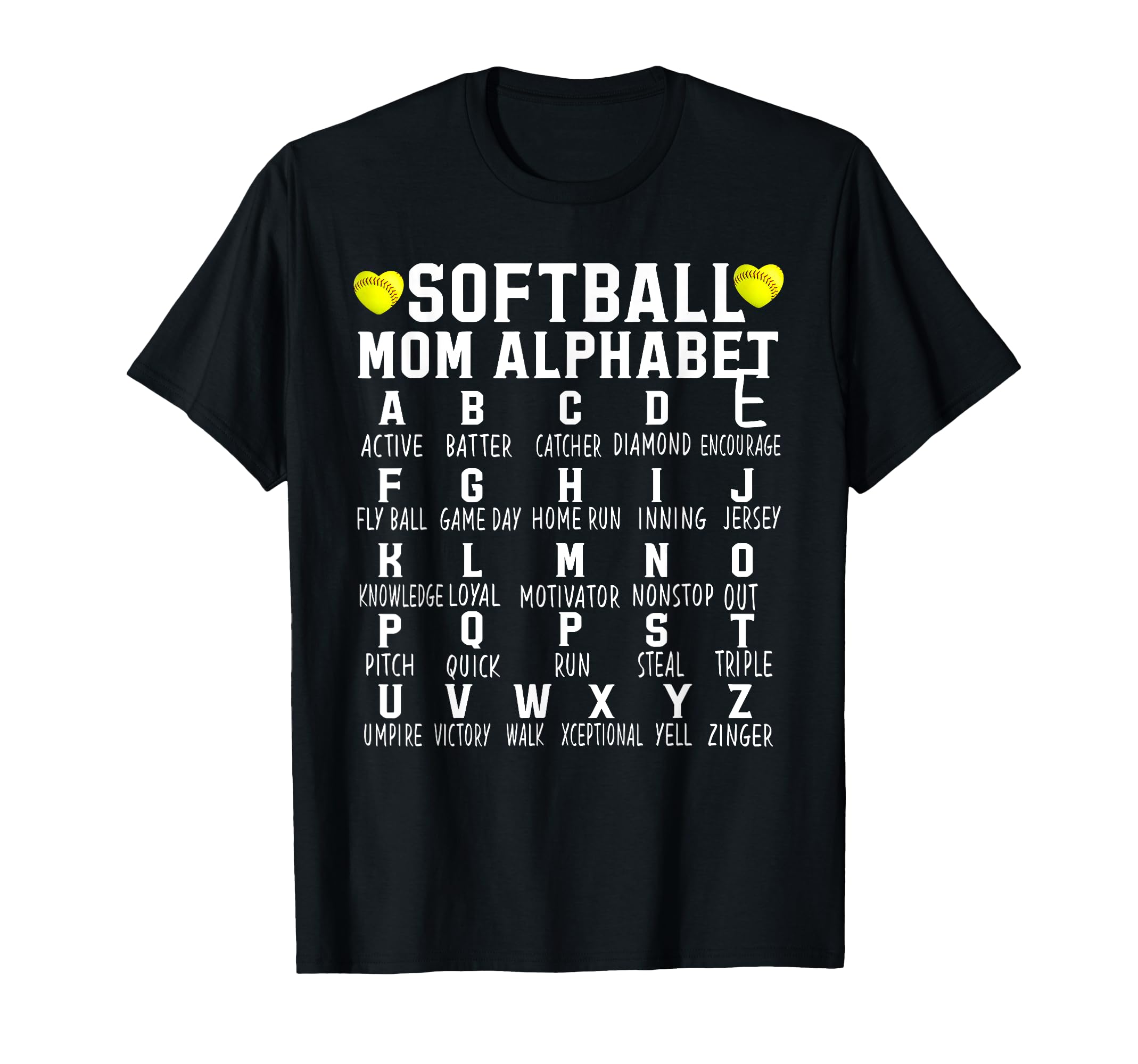 Softball Mom Alphabet Softball Game Day T-Shirt - Unique Graphic Men Women - T-Shirt, Sweatshirt, Hoodie