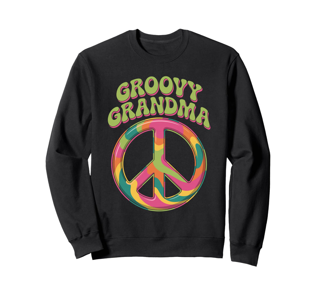 Groovy Grandma Rainbow Peace Sign Sweatshirt - Unique Graphic Men Women - T-Shirt, Sweatshirt, Hoodie
