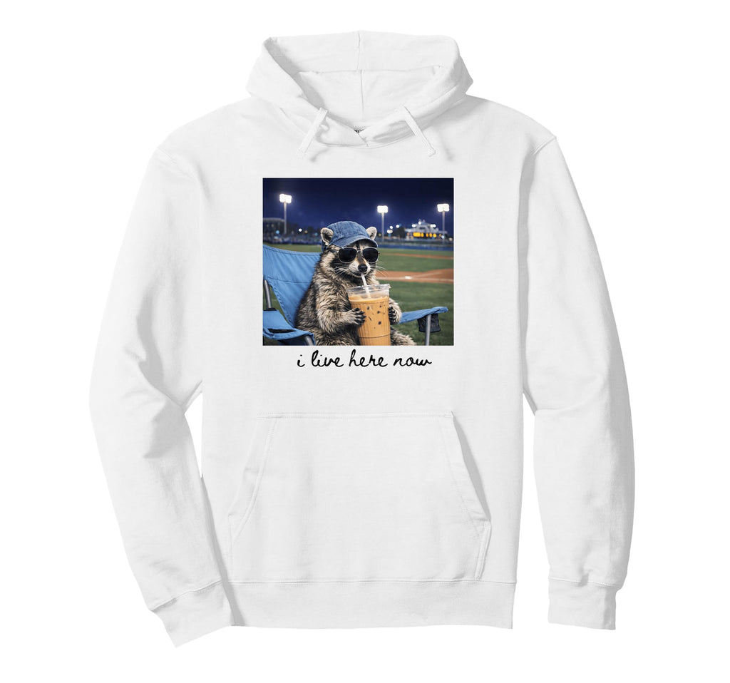 Funny Racoon Drinking Iced Coffee Hoodie - Custom Art Print Unisex - T-Shirt, Sweatshirt, Hoodie