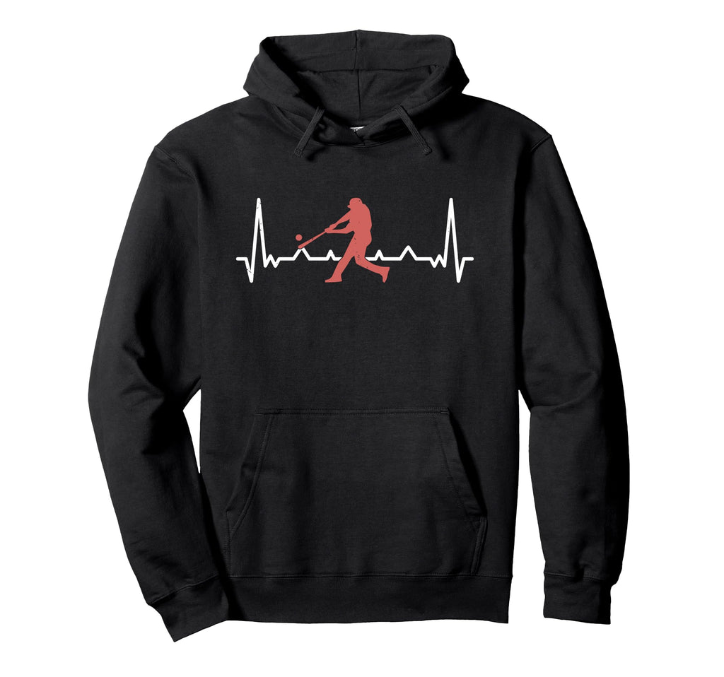 Funny Baseball Sport Heartbeat Line Hoodie - Unique Graphic for Adults - T-Shirt, Sweatshirt, Hoodie