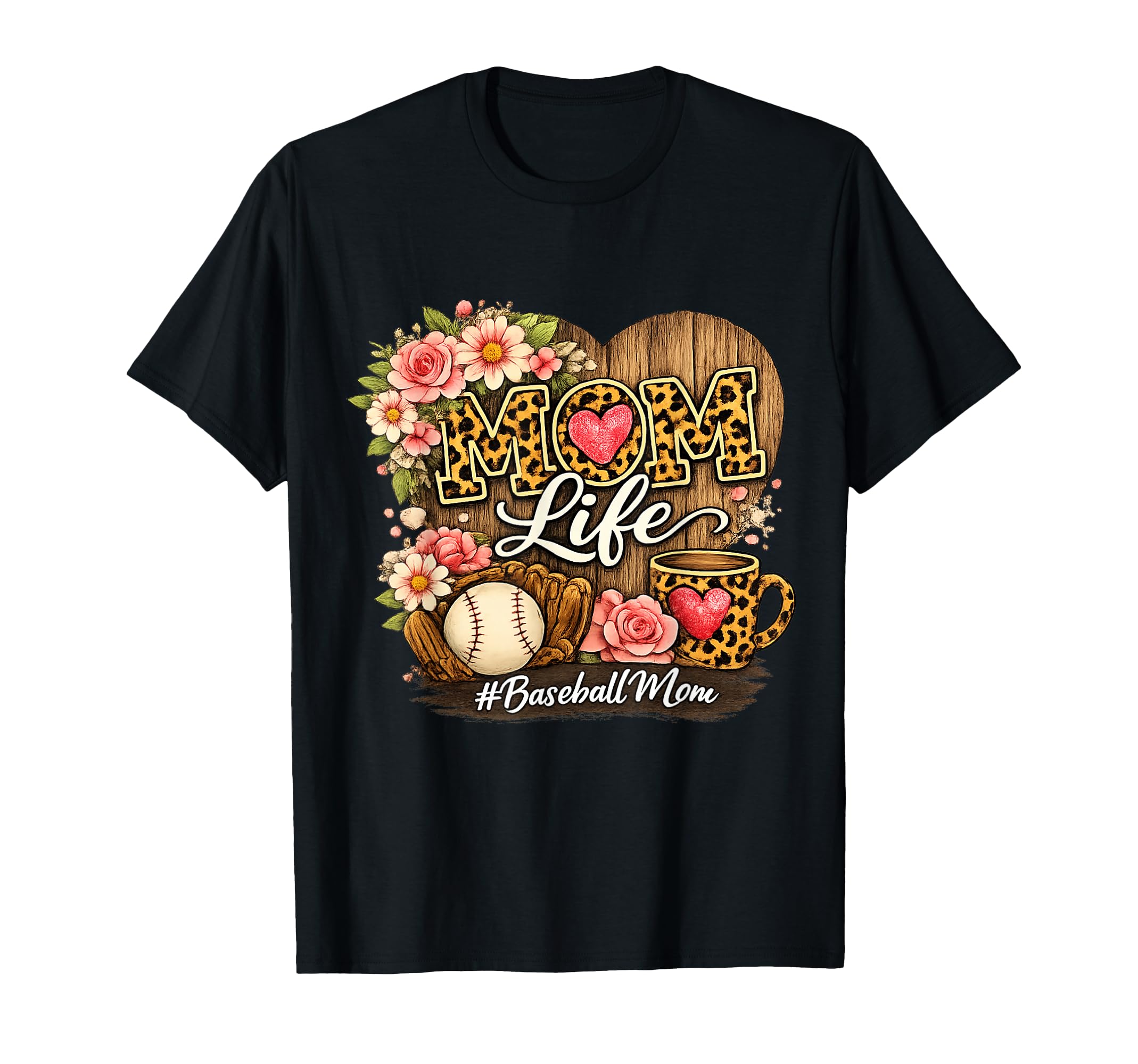 Leopard Baseball Mom Life Mothers Day T-Shirt - Fun Novelty Design Unisex - T-Shirt, Sweatshirt, Hoodie