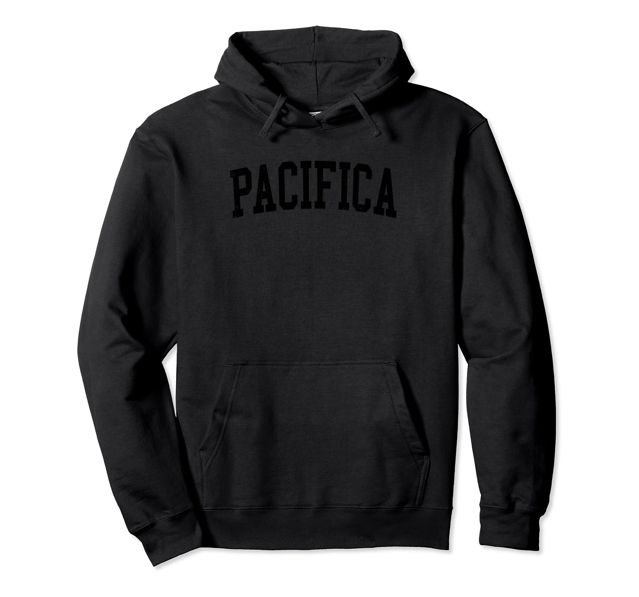 Pacifica Ca Distressed Black Varsity Hoodie - Trendy Graphic for Adults - T-Shirt, Sweatshirt, Hoodie
