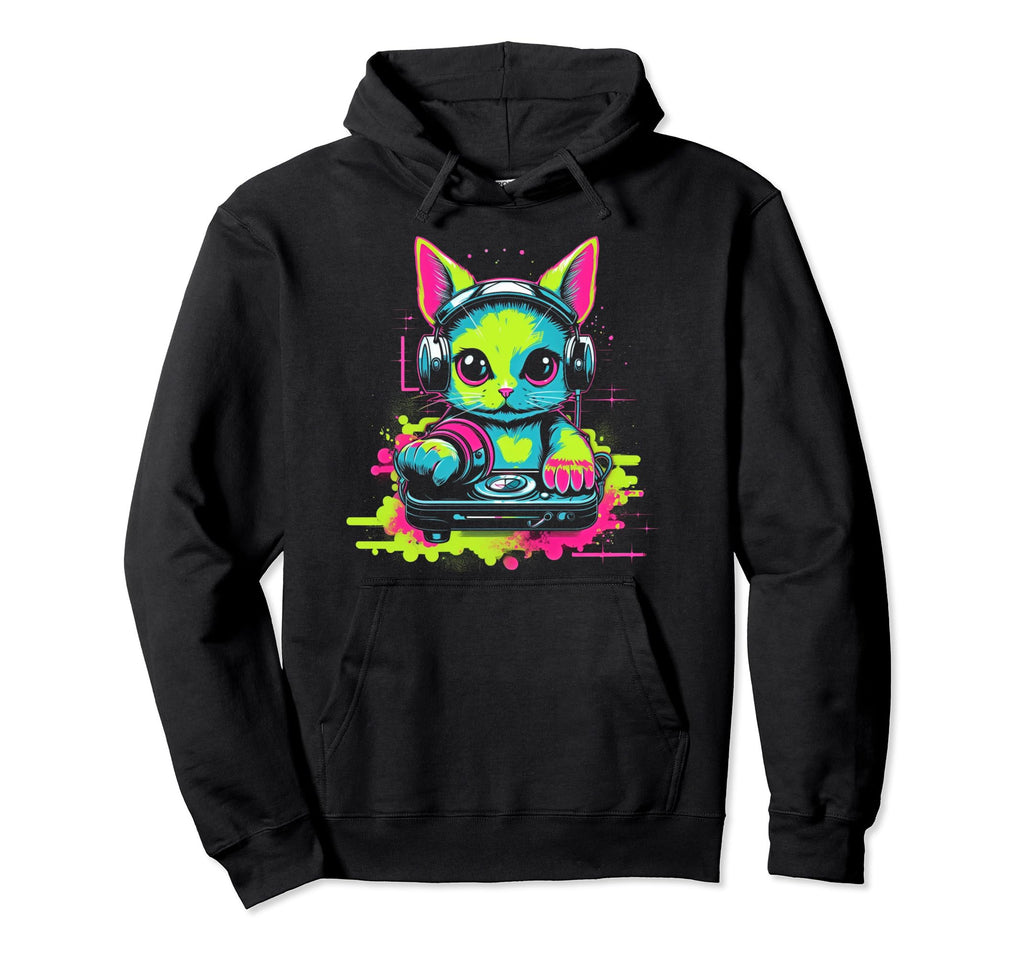 Kawaii Cat Dj Japanese Edm Y2K Aesthetic 9 Hoodie - Graphic Print Men Women - T-Shirt, Sweatshirt, Hoodie
