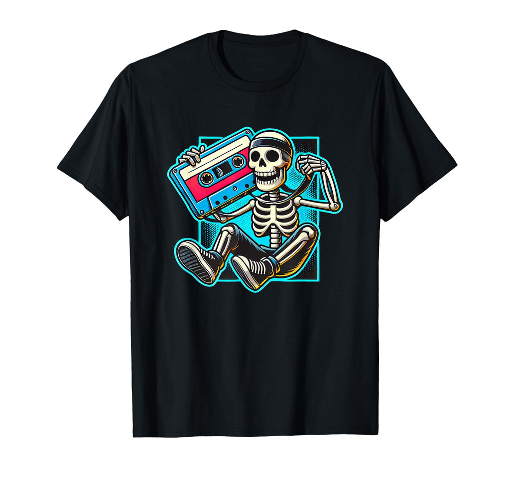 Halloween Skeleton Cassette Tape T-Shirt - Custom Art Print Unisex - T-Shirt, Sweatshirt, Hoodie