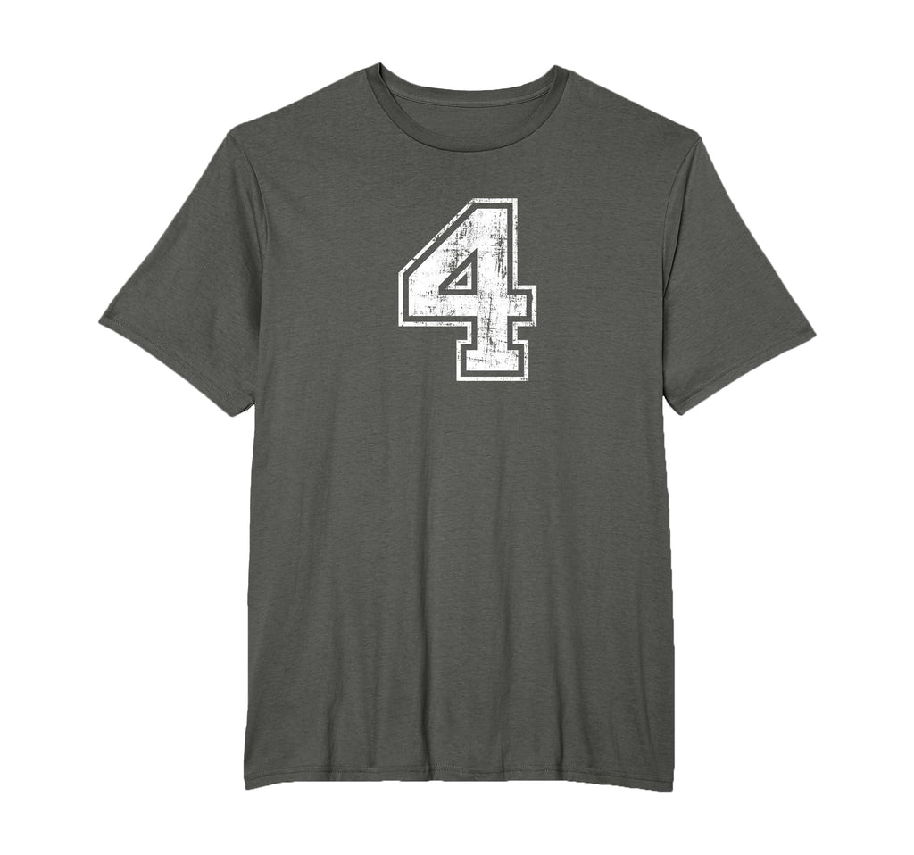 Number 4 Four Varsity Distressed T-Shirt - Fun Novelty Design for Adults - T-Shirt, Sweatshirt, Hoodie