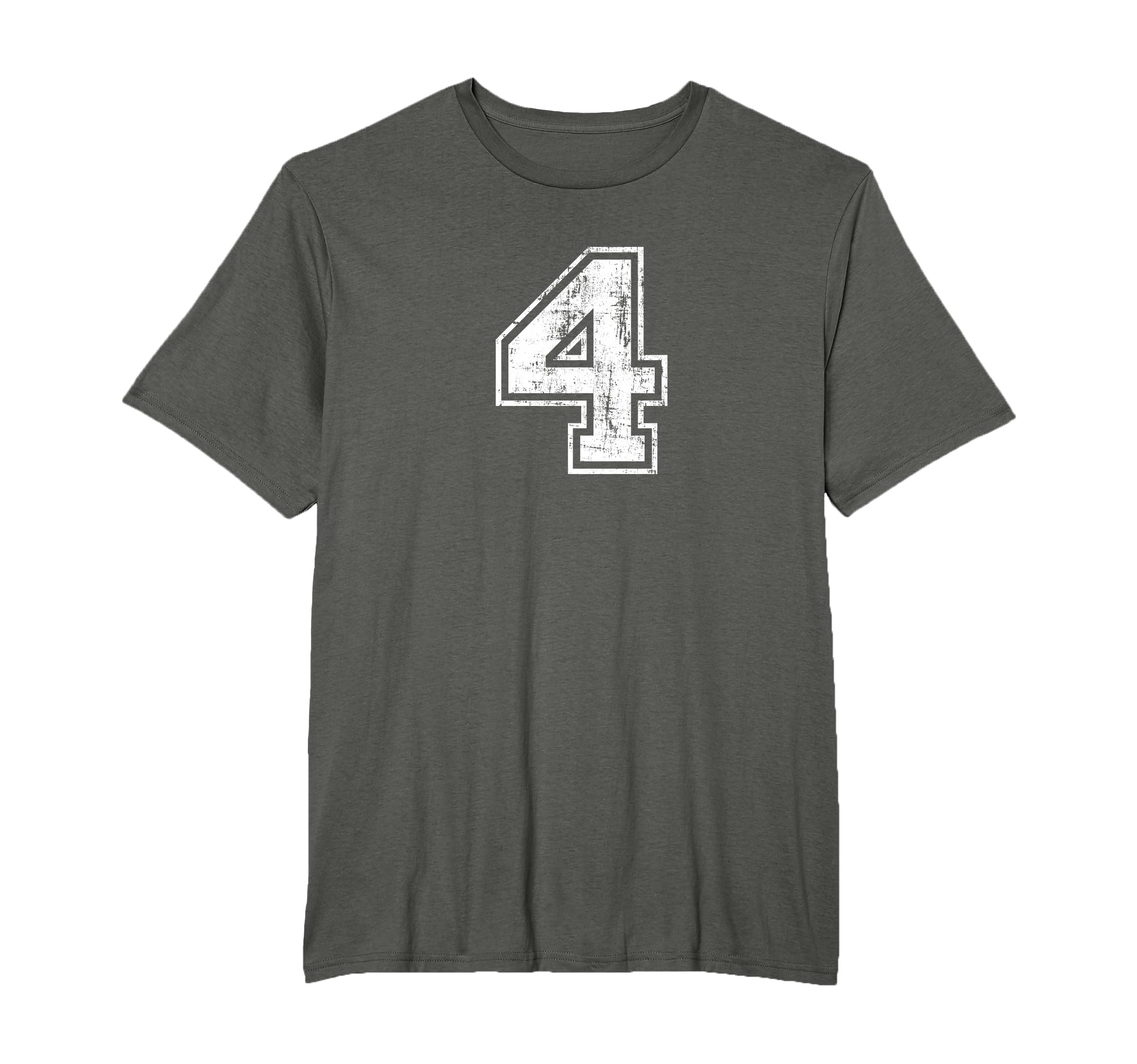 Number 4 Four Varsity Distressed T-Shirt - Fun Novelty Design for Adults - T-Shirt, Sweatshirt, Hoodie