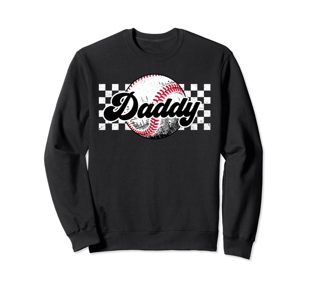 Baseball Daddy T Ball Daddy Checkered Sweatshirt - Unique Graphic Unisex - T-Shirt, Sweatshirt, Hoodie