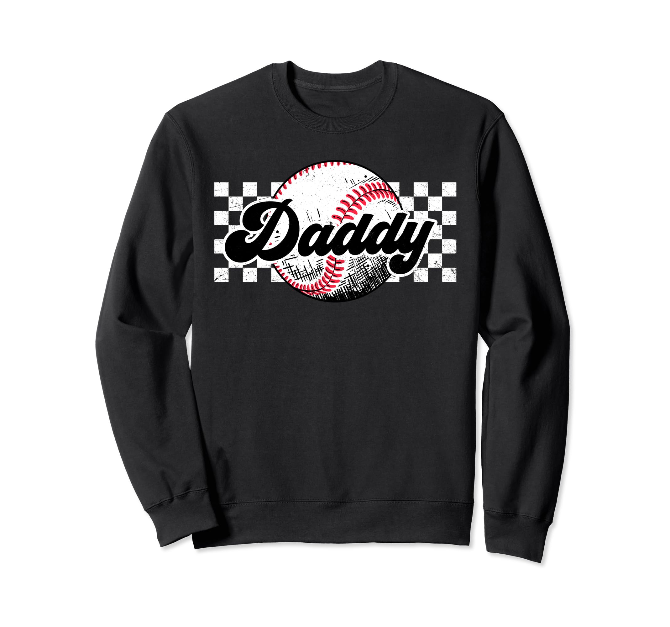 Baseball Daddy T Ball Daddy Checkered Sweatshirt - Unique Graphic Unisex - T-Shirt, Sweatshirt, Hoodie