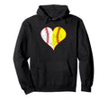 Love Baseball Fast Pitch Softball Heart Hoodie - Unique Graphic Men Women - T-Shirt, Sweatshirt, Hoodie