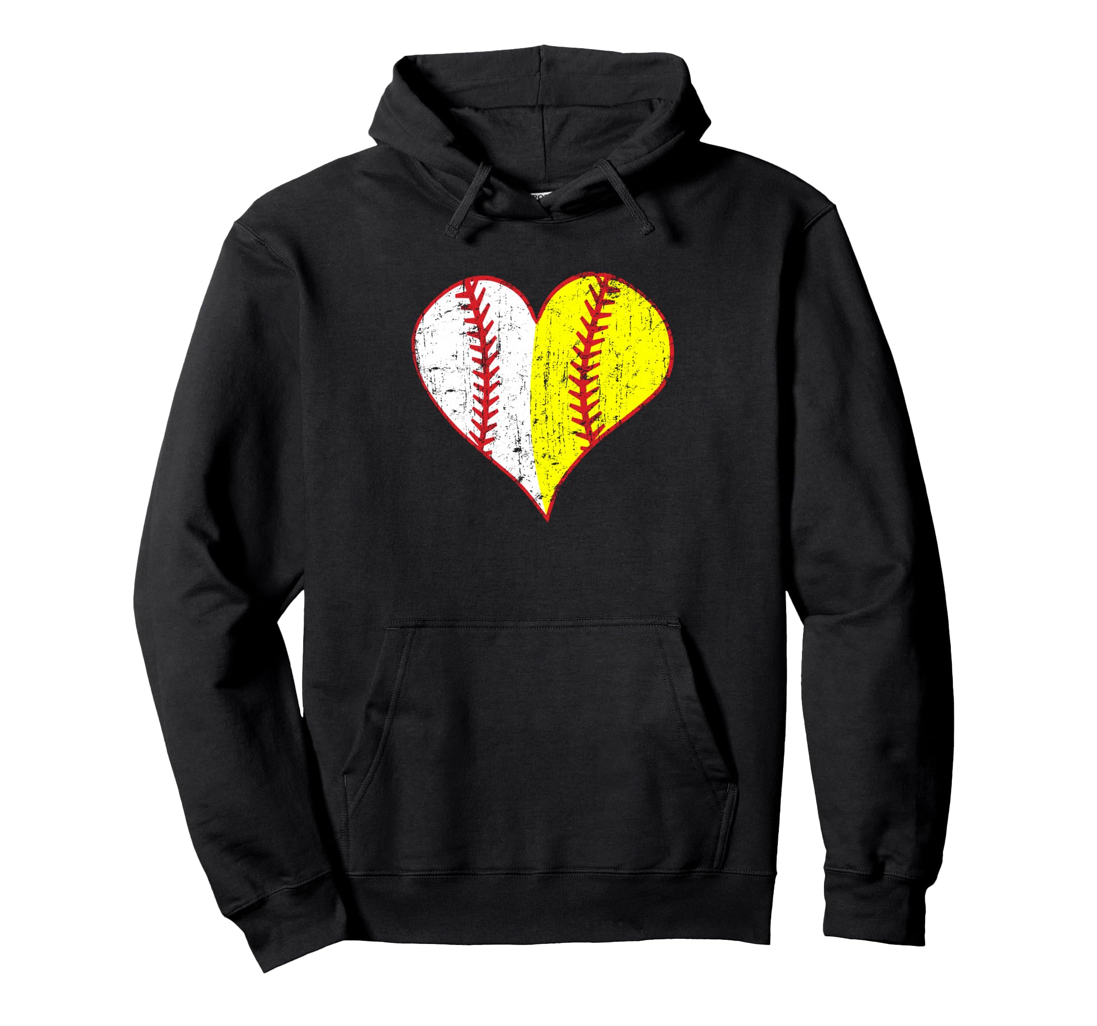 Love Baseball Fast Pitch Softball Heart Hoodie - Unique Graphic Men Women - T-Shirt, Sweatshirt, Hoodie
