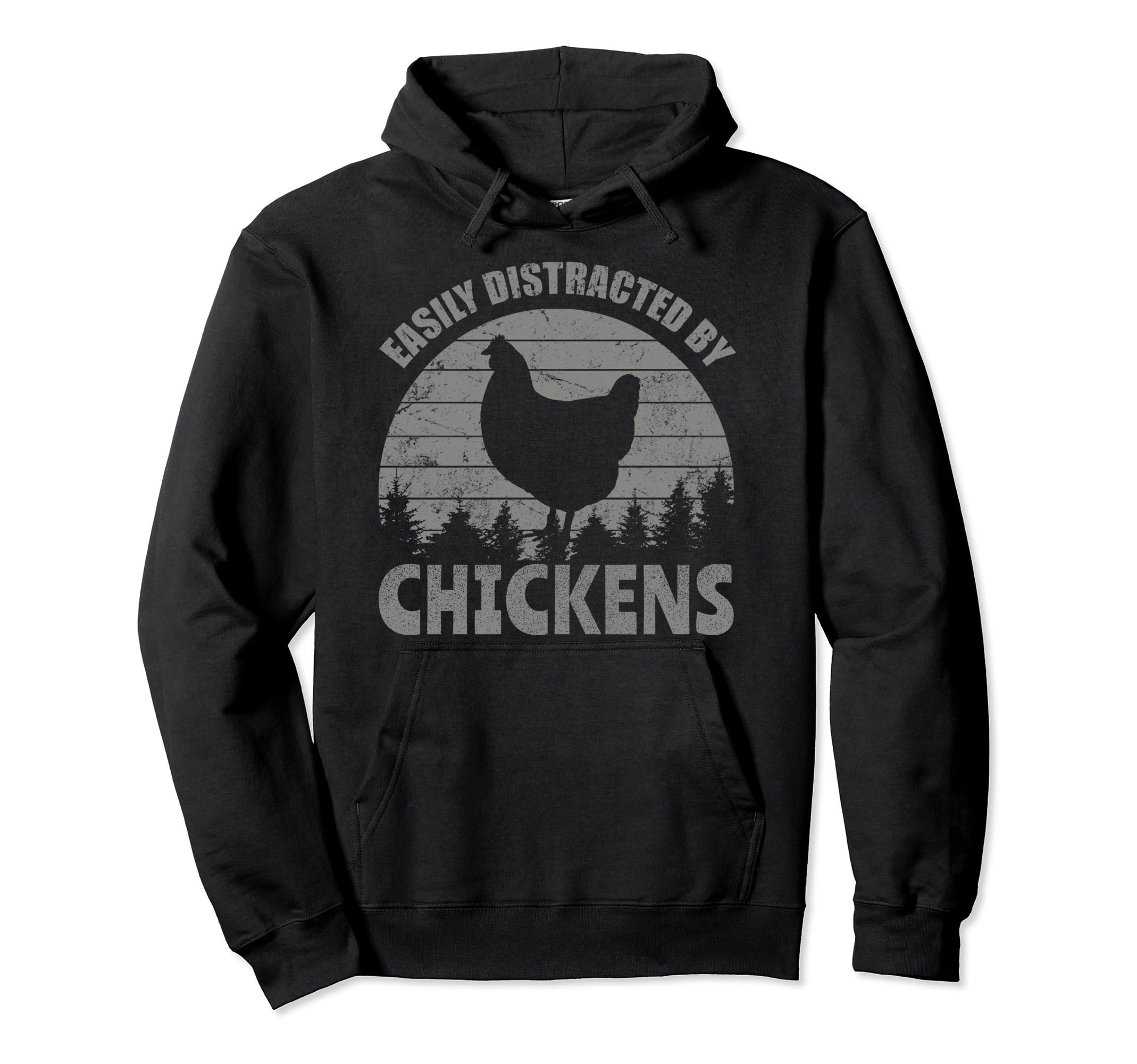 Easily Distracted Chickens Distressed Hoodie - Aesthetic Graphic Unisex - T-Shirt, Sweatshirt, Hoodie