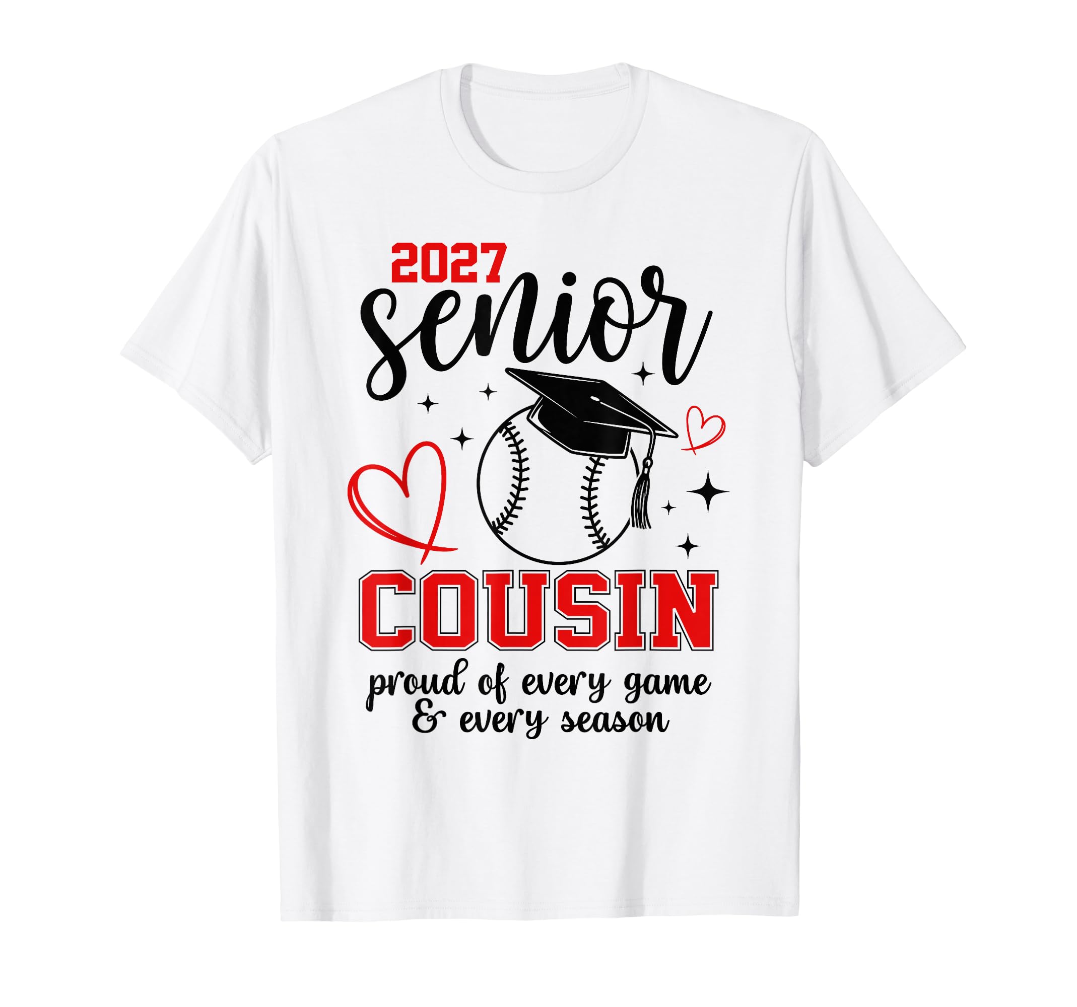2027 Senior Baseball Cousin Proud T-Shirt - Minimalist Print for Adults - T-Shirt, Sweatshirt, Hoodie