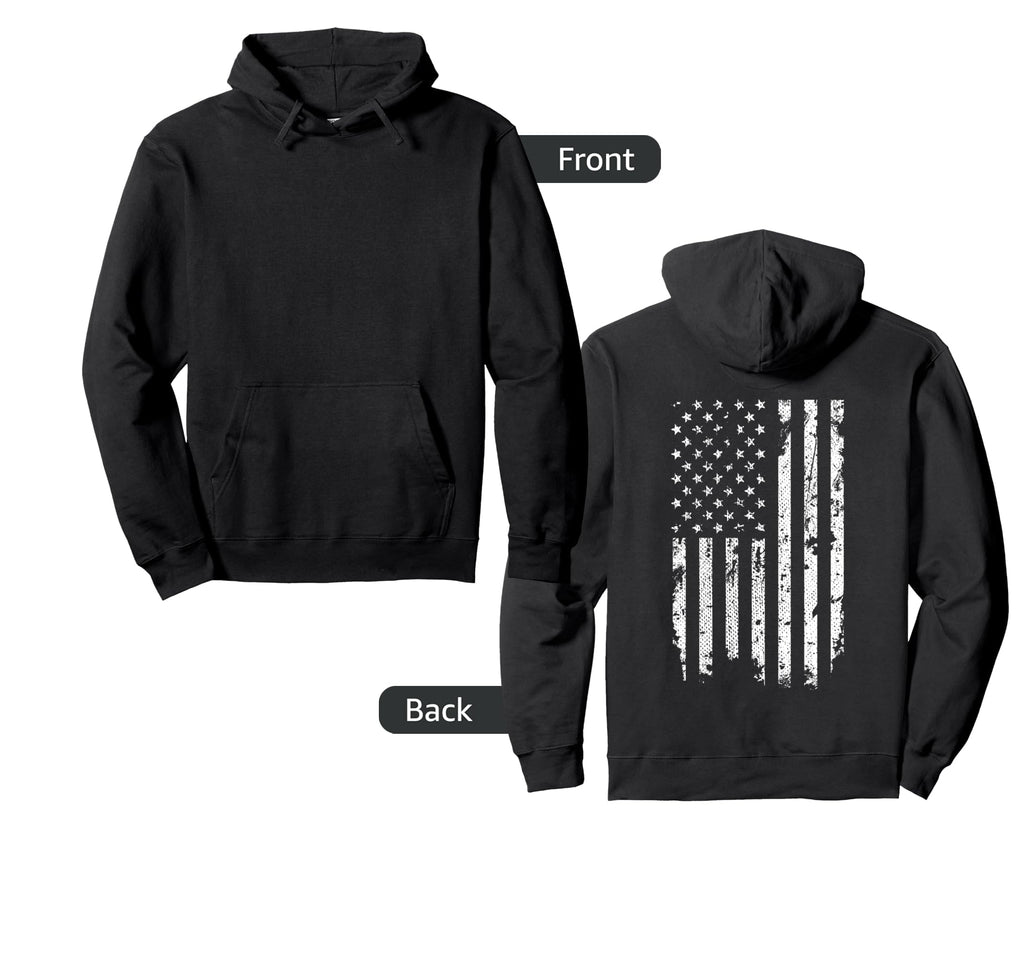 Distressed American Flag Hoodie - Casual Everyday Wear Men Women - T-Shirt, Sweatshirt, Hoodie