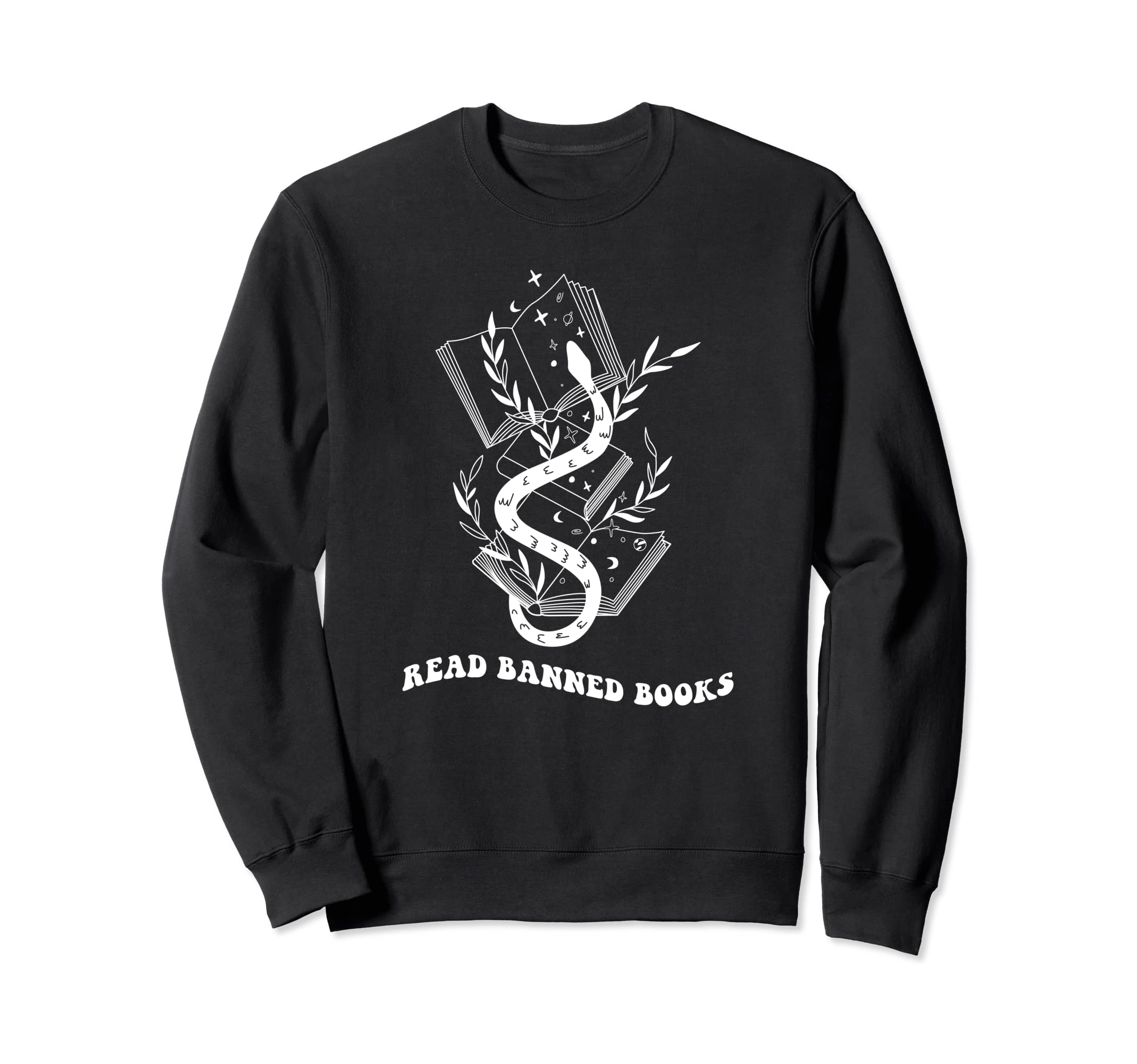 Read Banned Books Boho Snake Moon Sweatshirt - Minimalist Print for Adults - T-Shirt, Sweatshirt, Hoodie