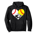 Baseball Softball Hockey Heart Hoodie - Casual Everyday Wear Men Women - T-Shirt, Sweatshirt, Hoodie