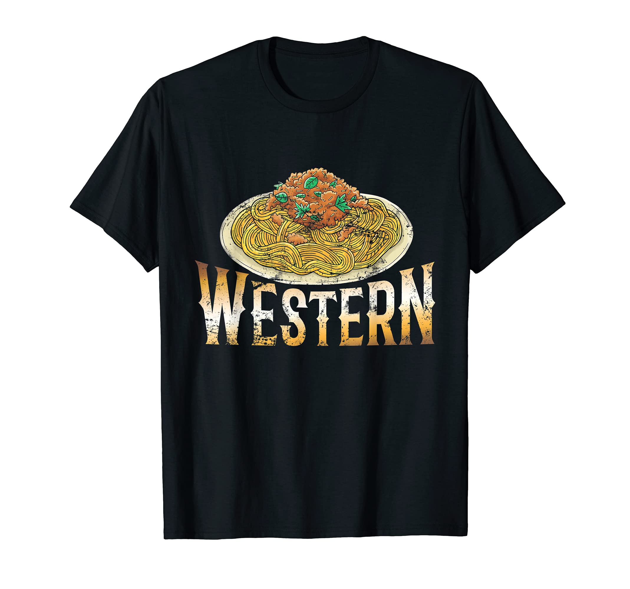 Spaghetti Western Funny Pun Distressed T-Shirt - Graphic Print for Adults - T-Shirt, Sweatshirt, Hoodie