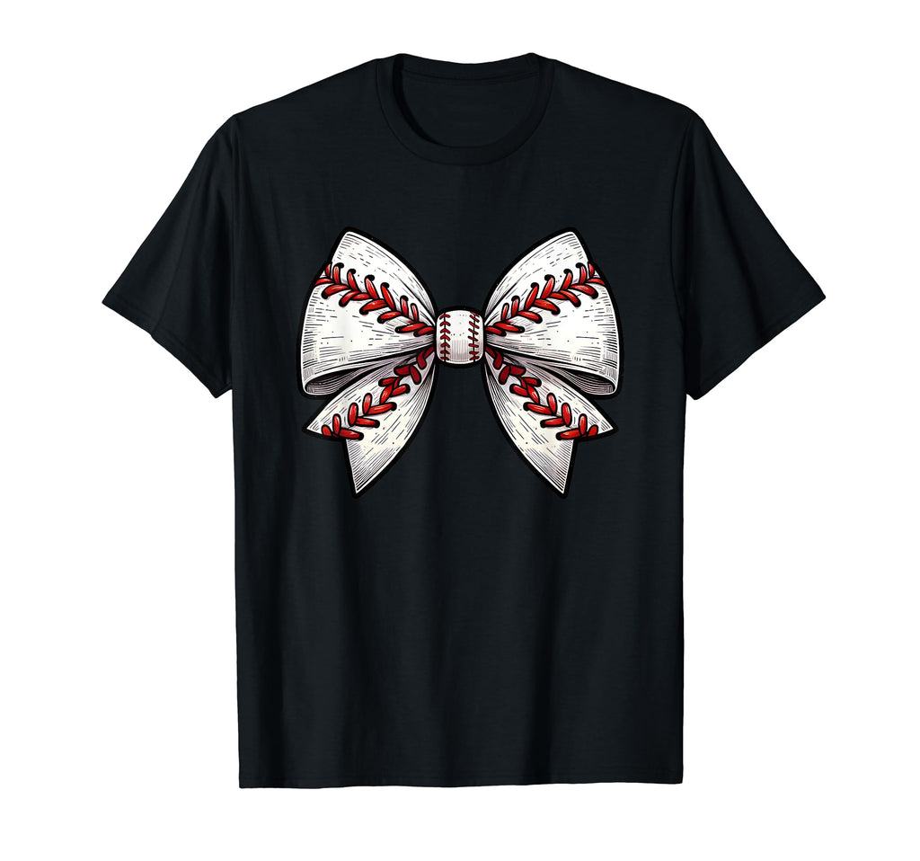 Baseball Bow Baseball Mom Mothers T-Shirt - Custom Art Print for Adults - T-Shirt, Sweatshirt, Hoodie